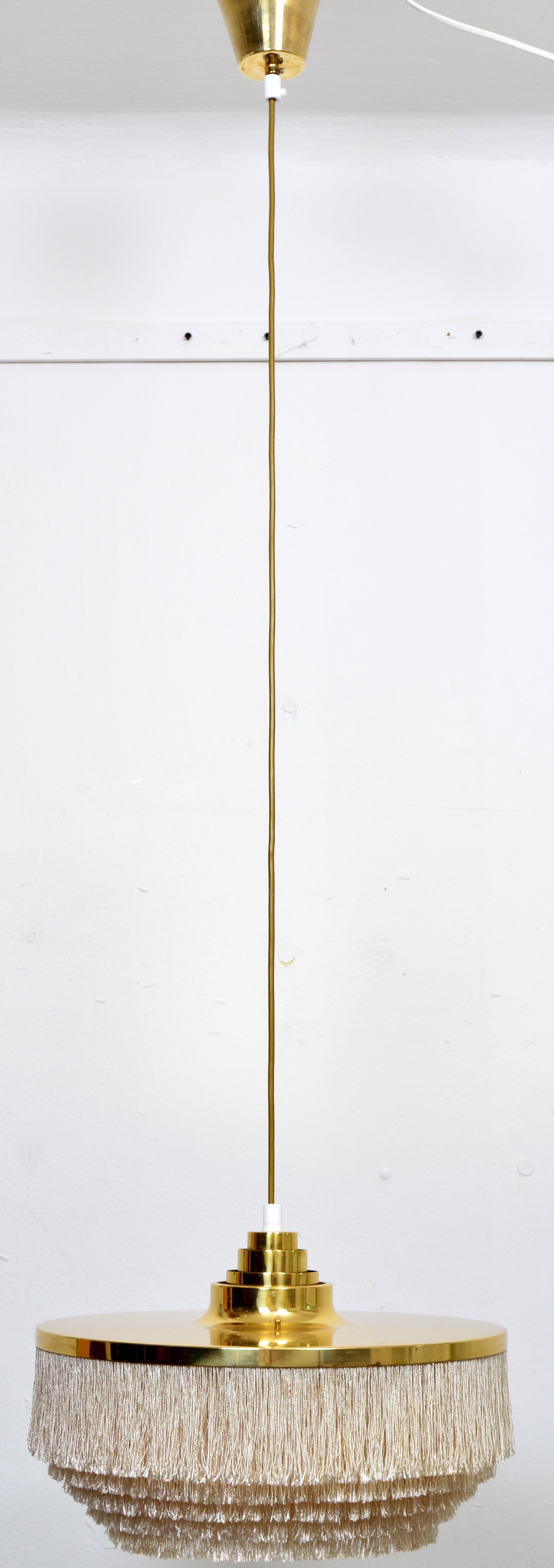 Mid-20th Century Hans-Agne Jakobsson T-603 Fringe & Brass Ceiling Lamp, Sweden, 1960s