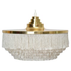 Hans-Agne Jakobsson T-603 Fringe & Brass Ceiling Lamp, Sweden, 1960s