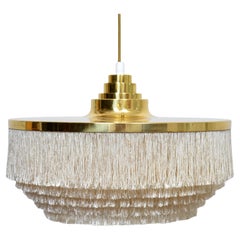 Hans-Agne Jakobsson T-603 Fringe & Brass Ceiling Lamp, Sweden, 1960s