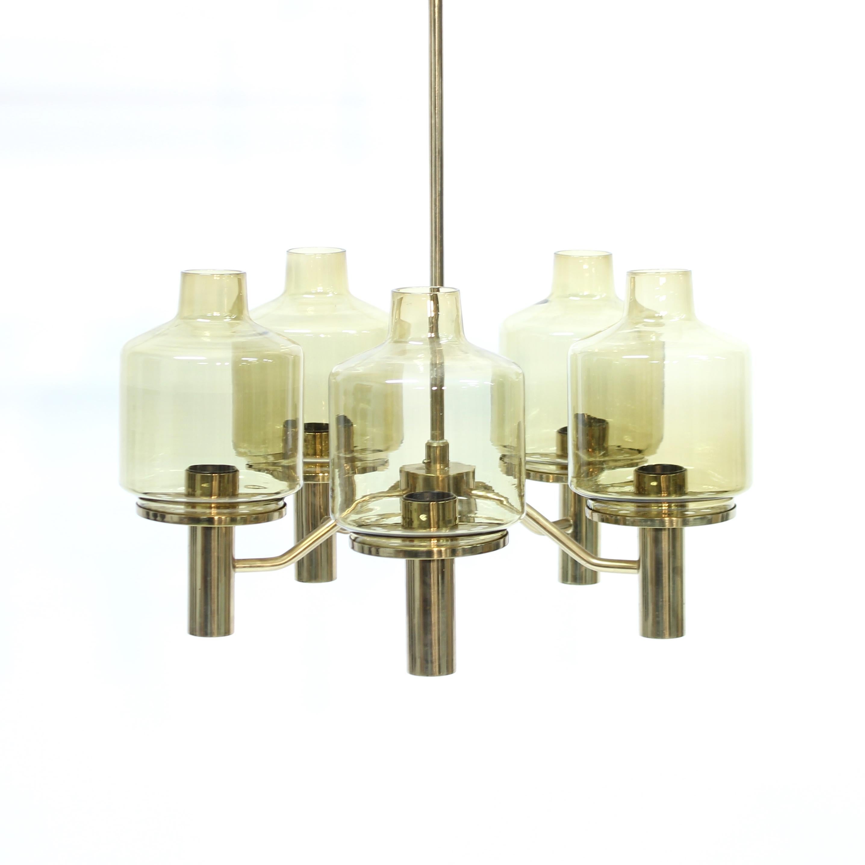 Brass Hans-Agne Jakobsson, T507 ceiling lamp, Hans-Agne Jakobsson AB, Markaryd, 1960s For Sale