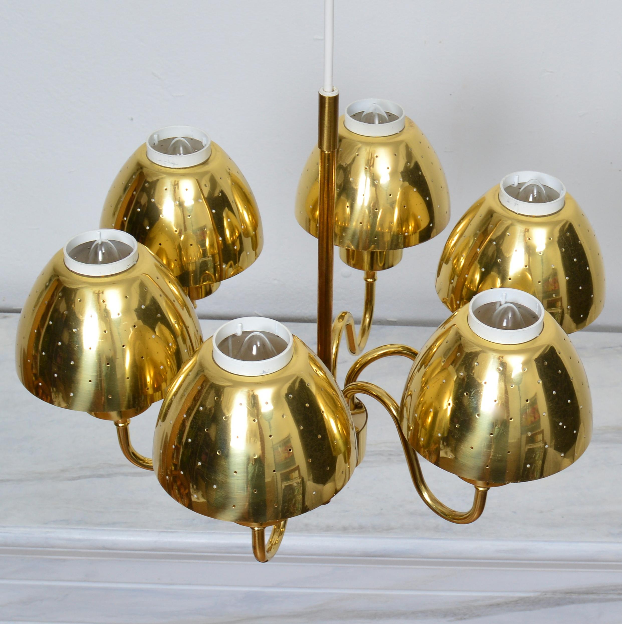 Svedese Hans-Agne Jakobsson T526  Brass Pendant for AB Markaryd, 1960s in vendita
