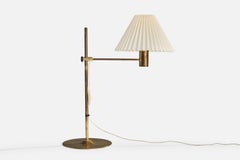 Hans-Agne Jakobsson, Table Lamp, Brass, Fabric, Sweden, 1970s
