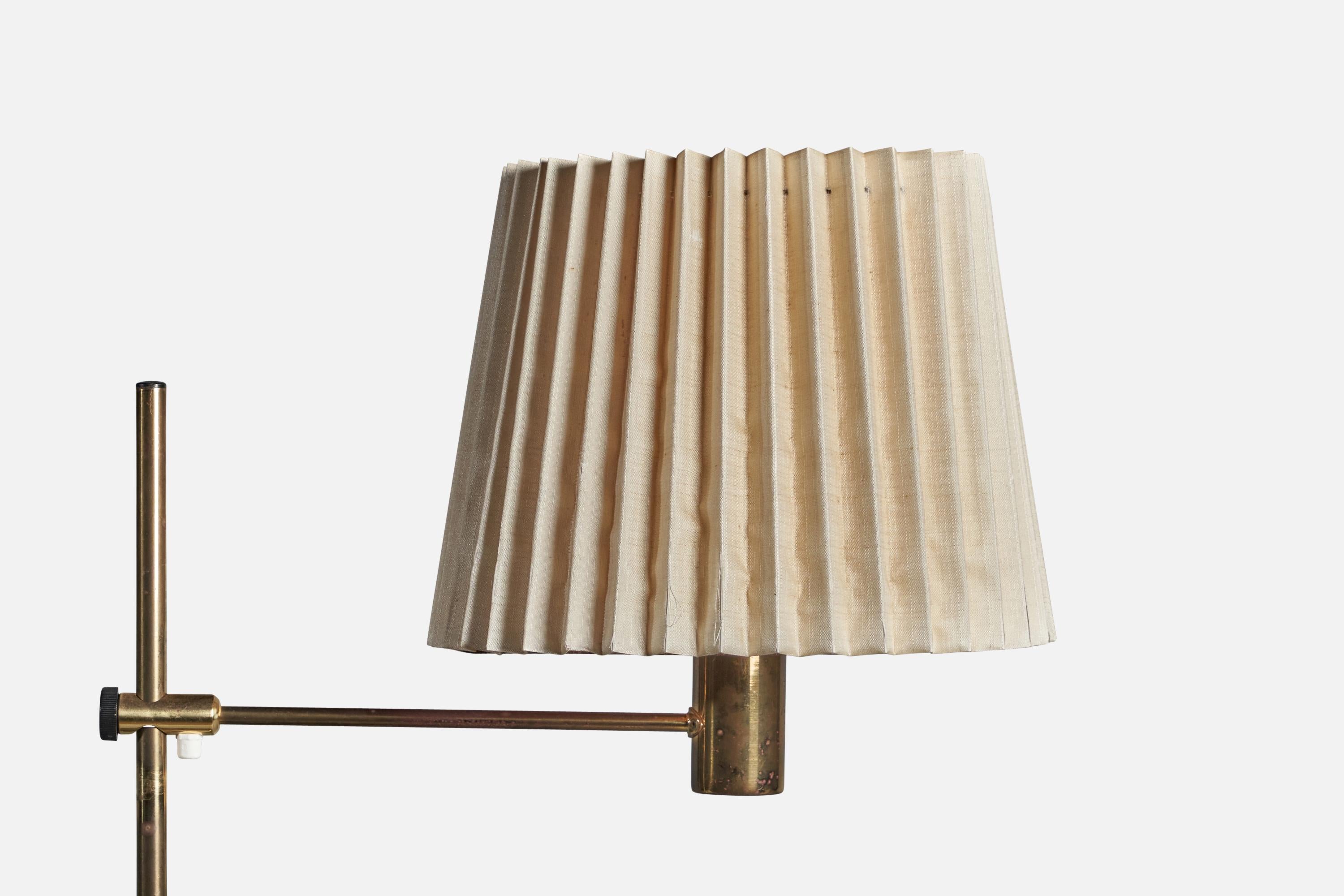Post-Modern Hans-Agne Jakobsson, Table Lamp, Brass, Fabric, Sweden, 1970s For Sale