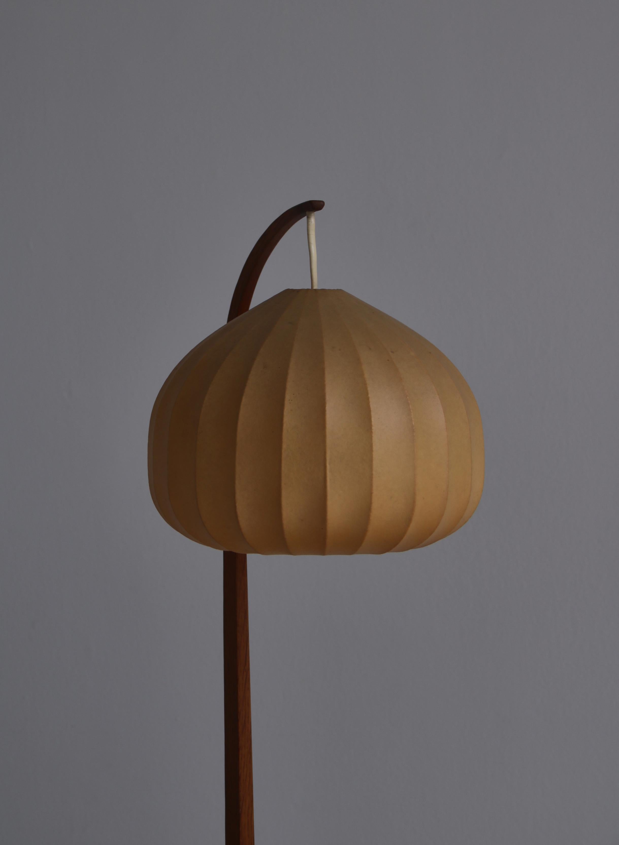 Danish Hans Agne-Jakobsson Table Lamp in Oak and Leather, Markaryd, 1960s