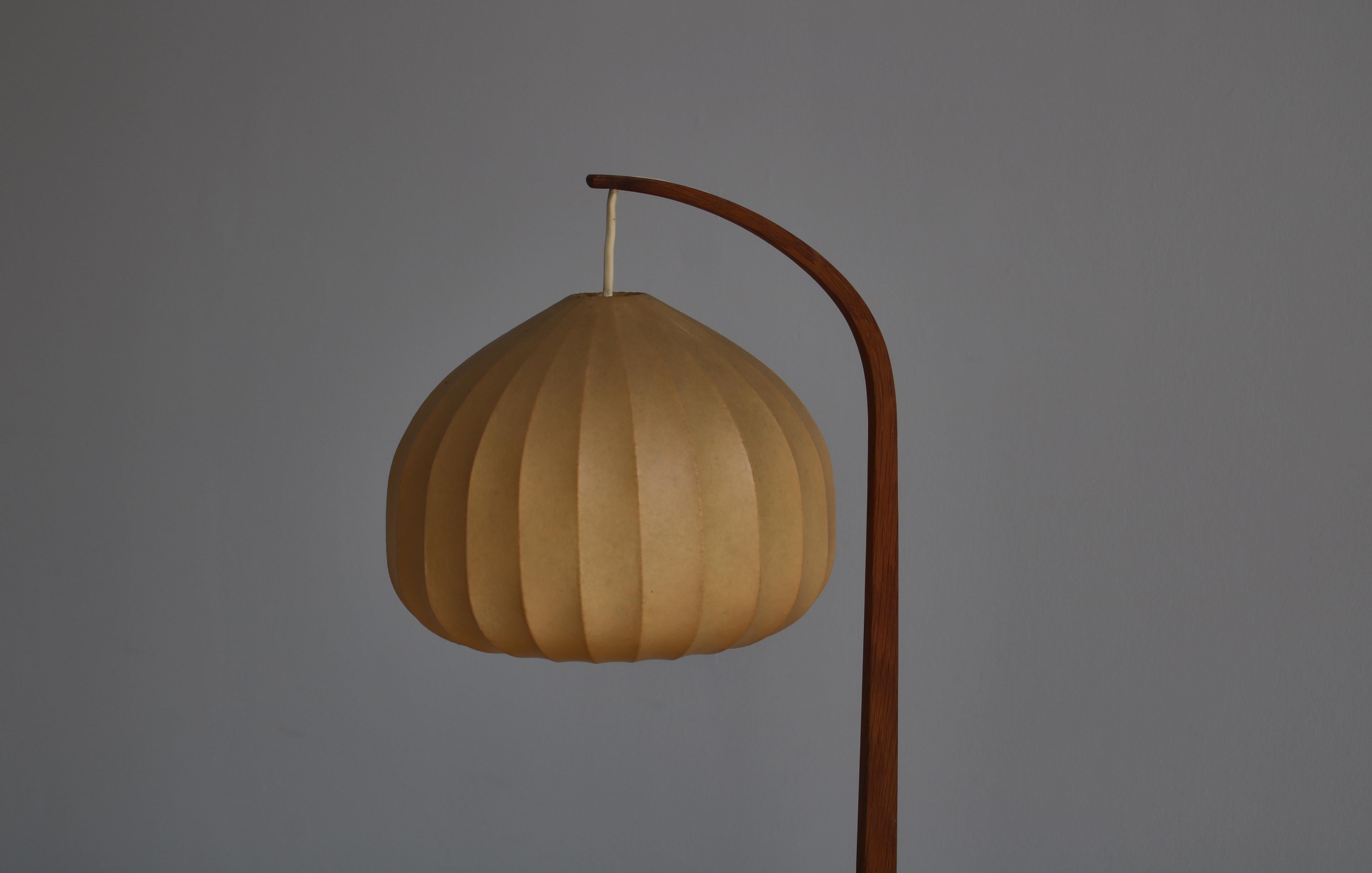 Mid-20th Century Hans Agne-Jakobsson Table Lamp in Oak and Leather, Markaryd, 1960s