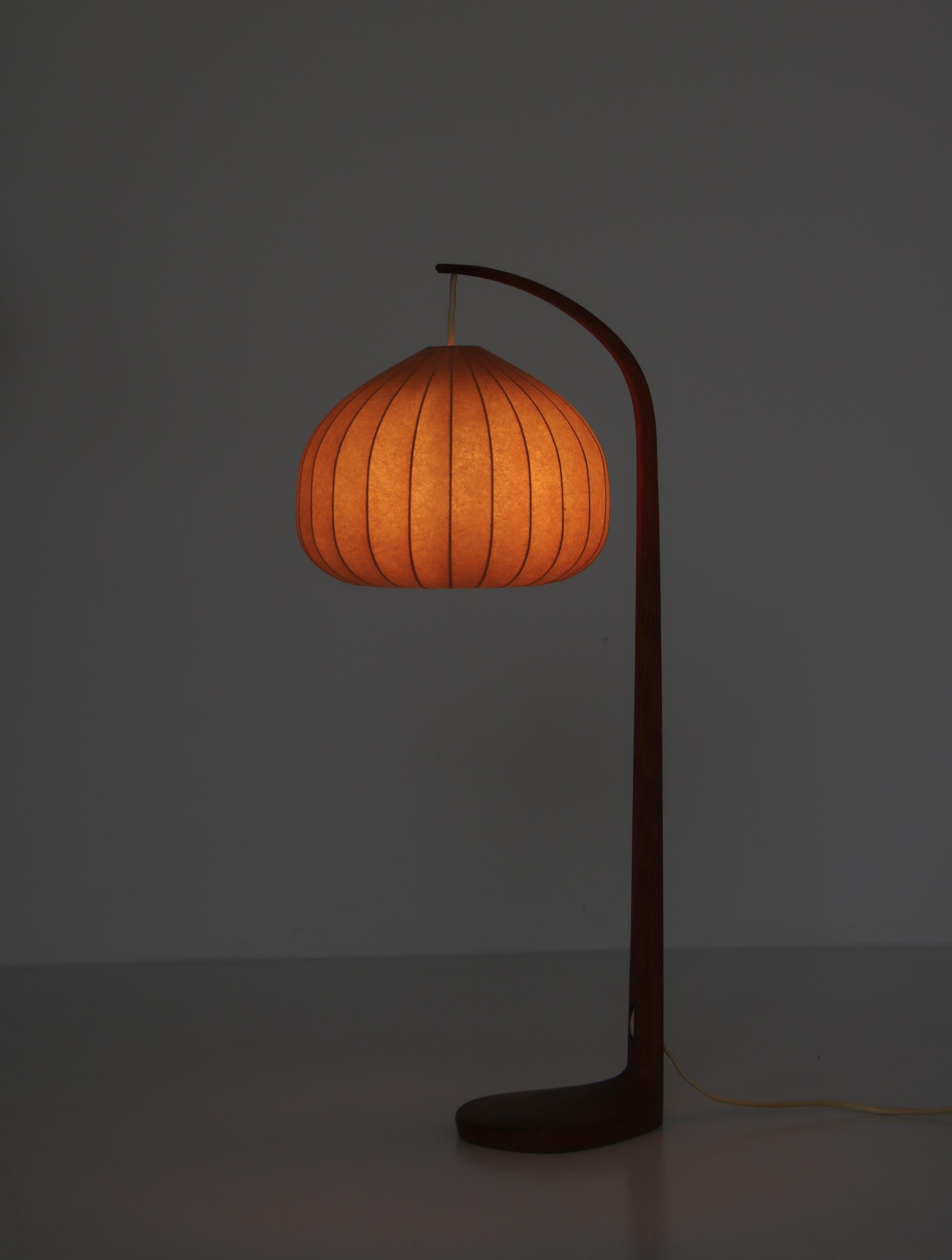 Hans Agne-Jakobsson Table Lamp in Oak and Leather, Markaryd, 1960s 2