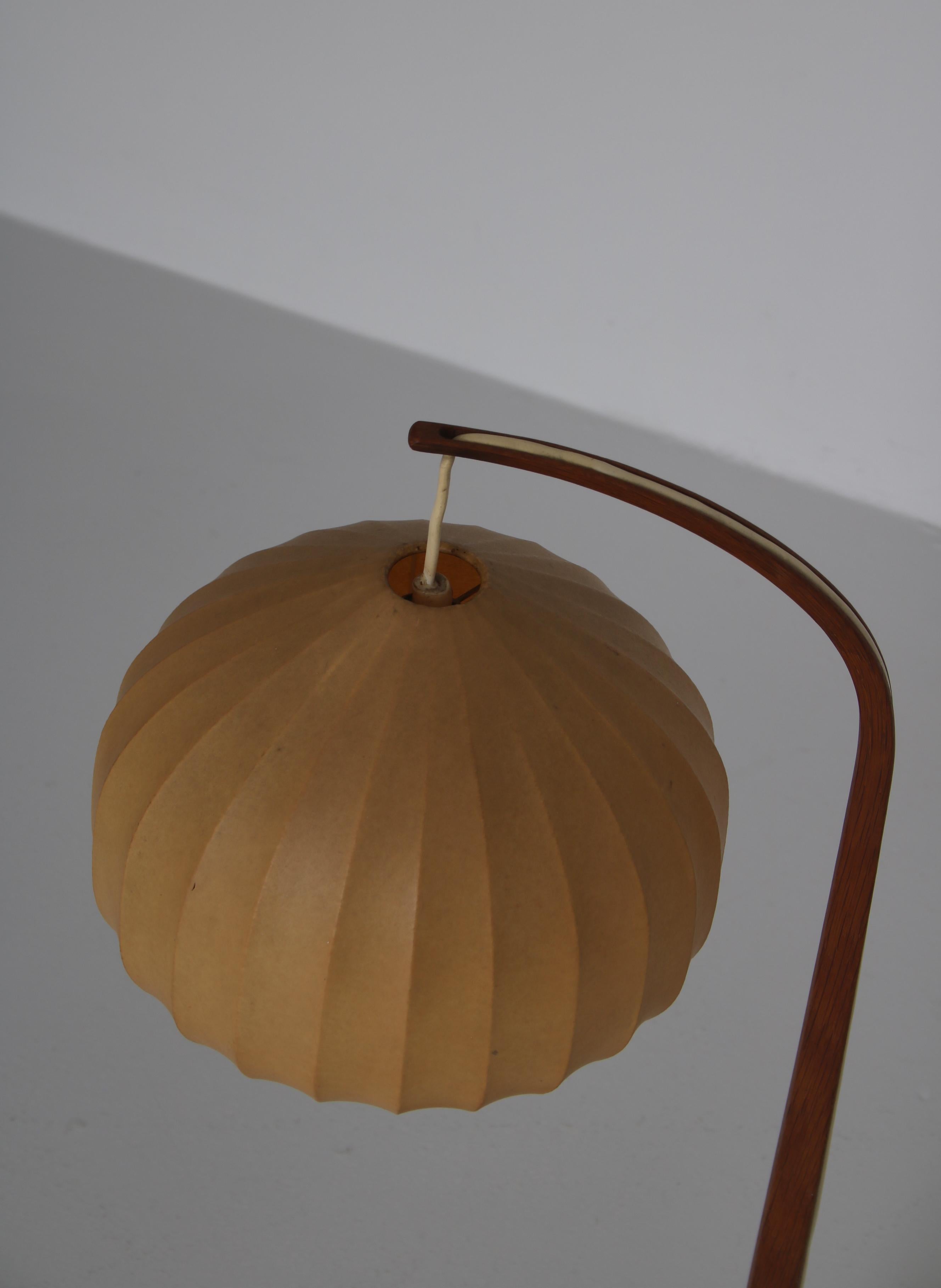 Hans Agne-Jakobsson Table Lamp in Oak and Leather, Markaryd, 1960s 3