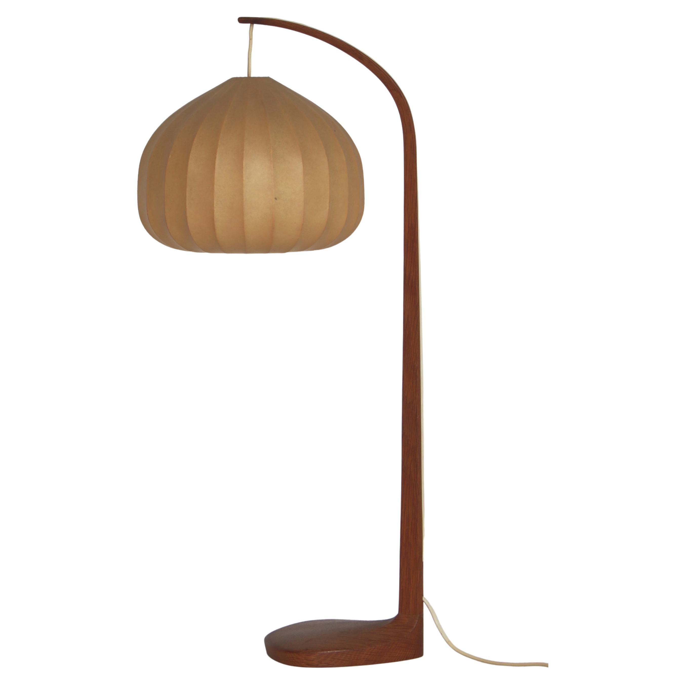 Hans Agne-Jakobsson Table Lamp in Oak and Leather, Markaryd, 1960s