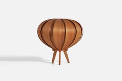 Hans-Agne Jakobsson, lampe de bureau, pin, placage en pin moulé, Suède, 1970