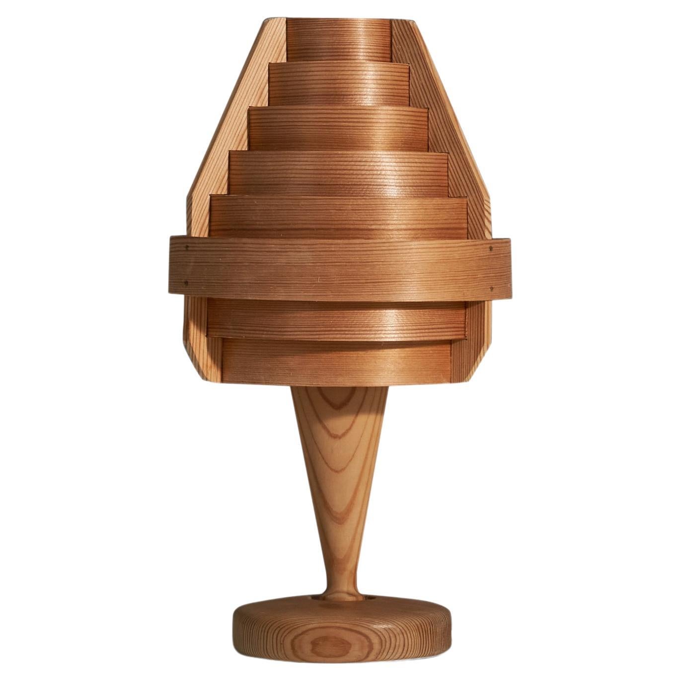 Hans-Agne Jakobsson, Table Lamp, Pine, Moulded Pine Veneer, Sweden, 1970s