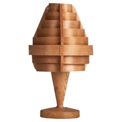 Hans-Agne Jakobsson, Table Lamp, Pine, Moulded Pine Veneer, Sweden, 1970s