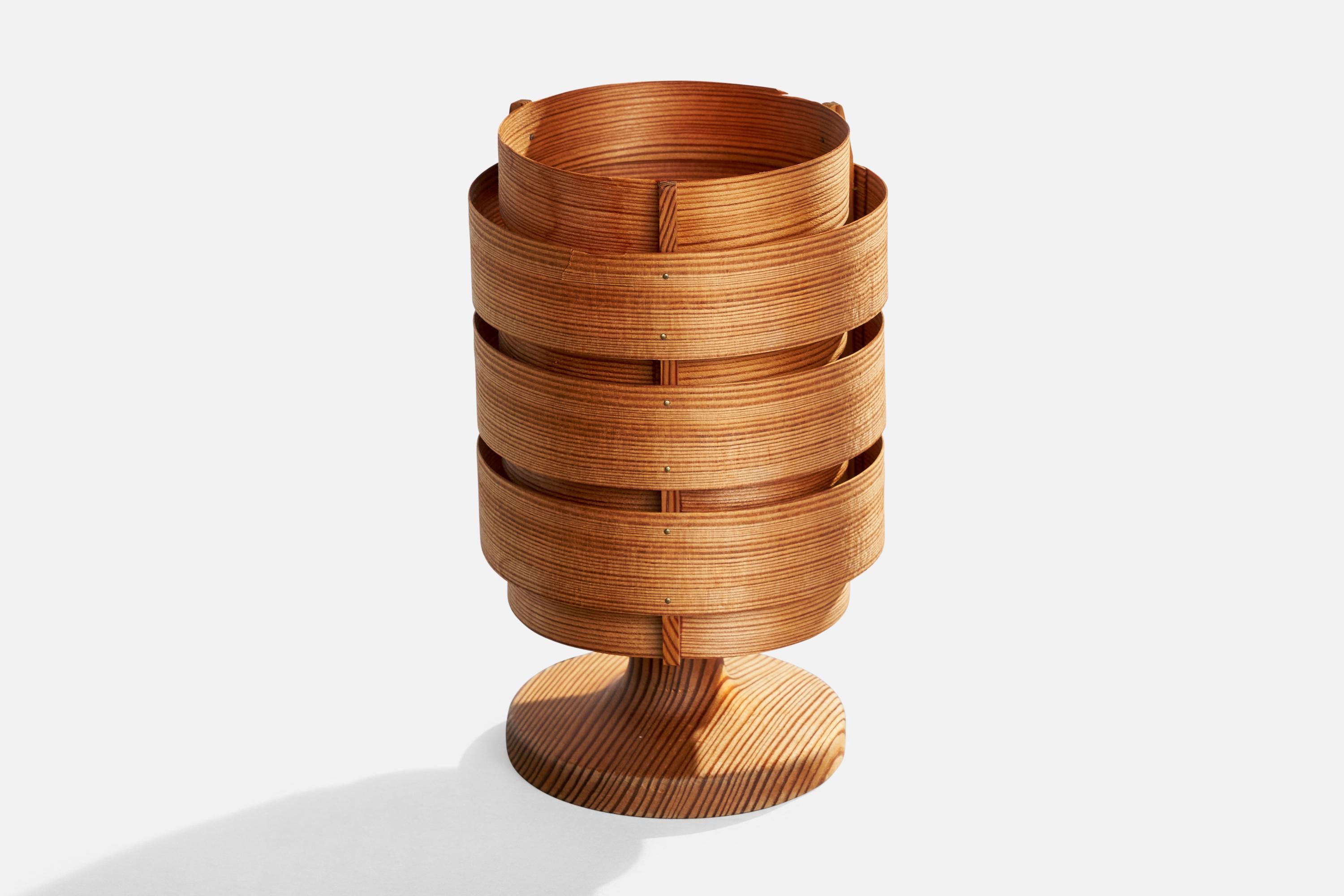 Swedish Hans-Agne Jakobsson, Table Lamp, Pine, Sweden, 1970s For Sale
