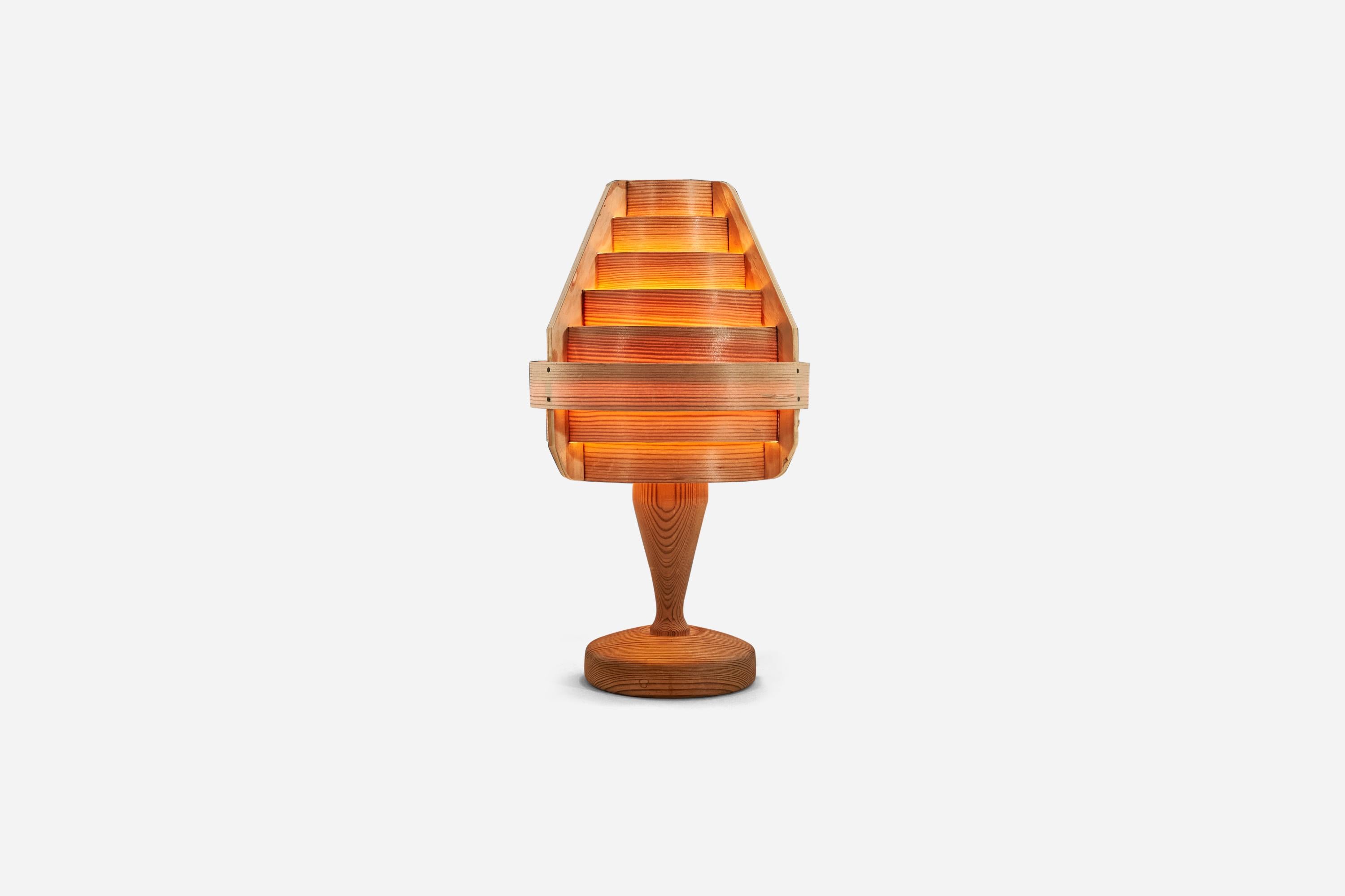 Swedish Hans-Agne Jakobsson, Table Lamp, Pine, Sweden, 1970s For Sale