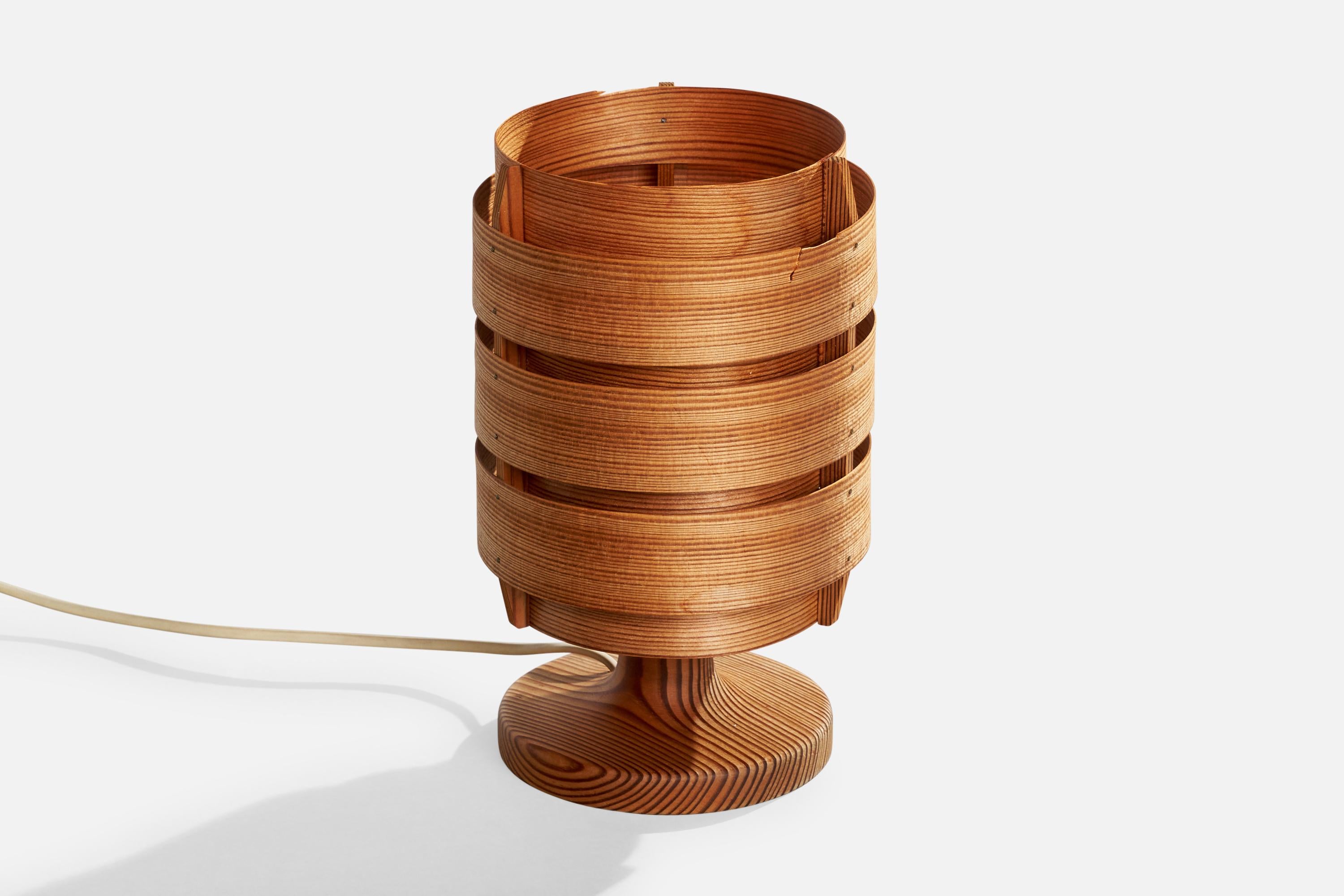 Hans-Agne Jakobsson, Table Lamp, Pine, Sweden, 1970s In Fair Condition For Sale In High Point, NC