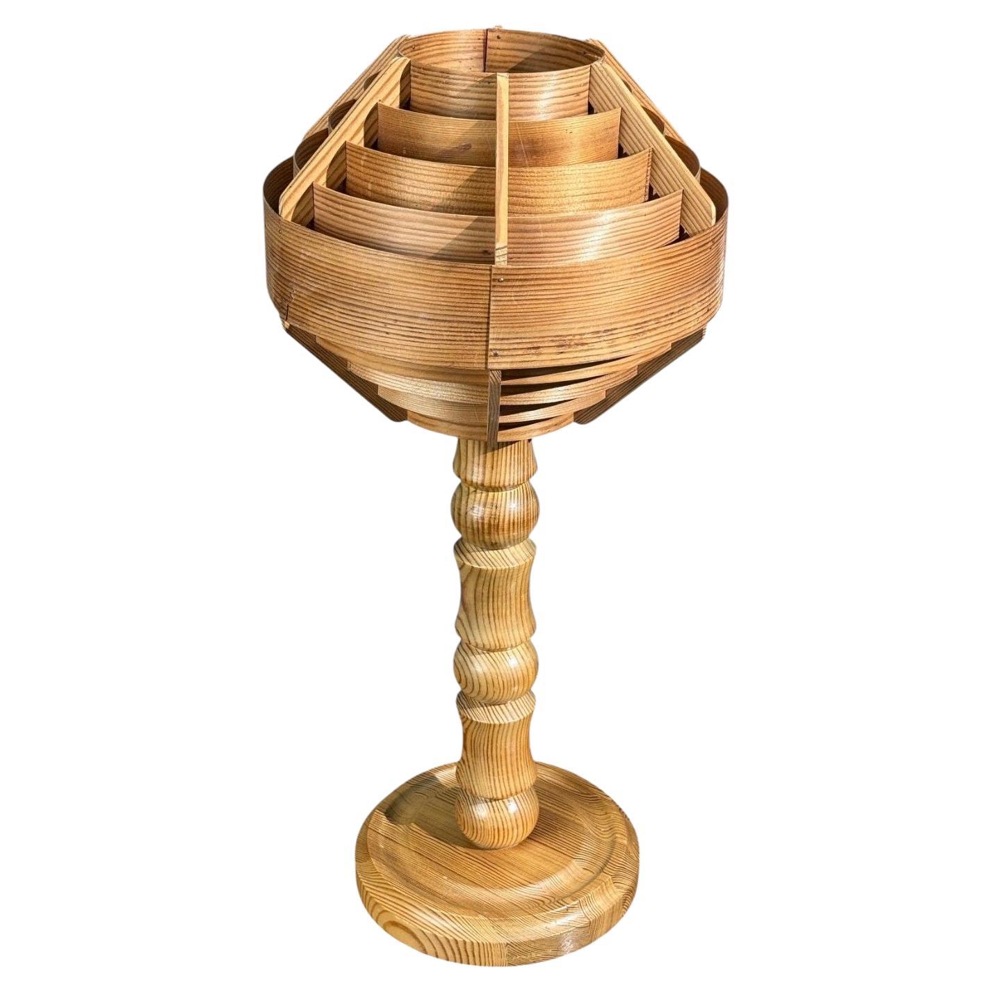 Hans-Agne Jakobsson, Table Lamp, Pine, Sweden, 1970s For Sale