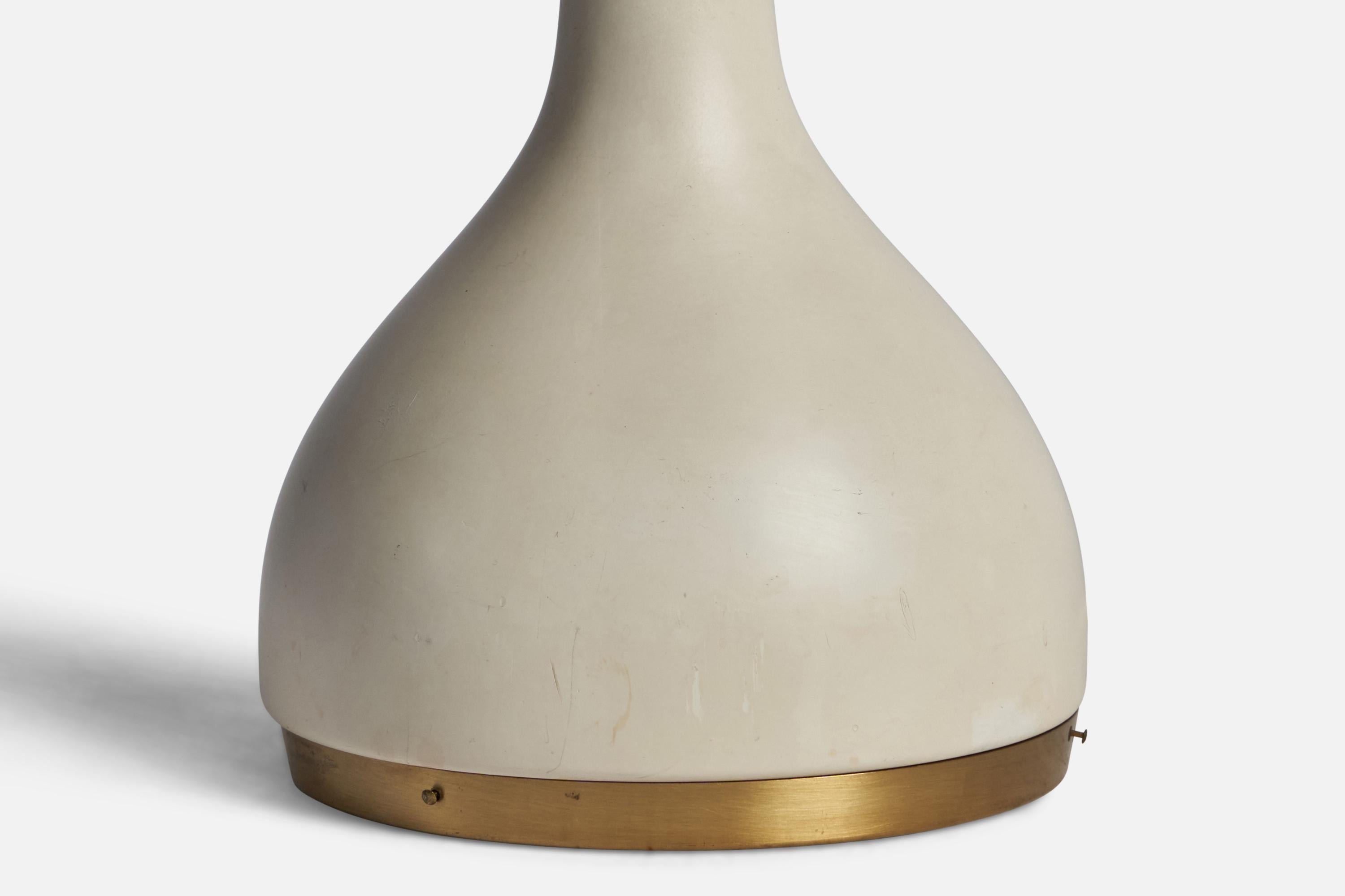 Mid-20th Century Hans-Agne Jakobsson, Table Lamp, Wood, Brass, Sweden, 1960s For Sale