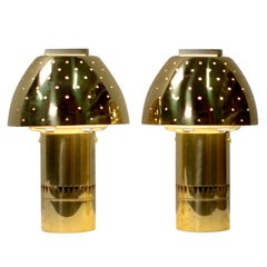 Hans-Agne Jakobsson, Table Lamps Model B-221 in Perforated Brass, 1960s, Sweden