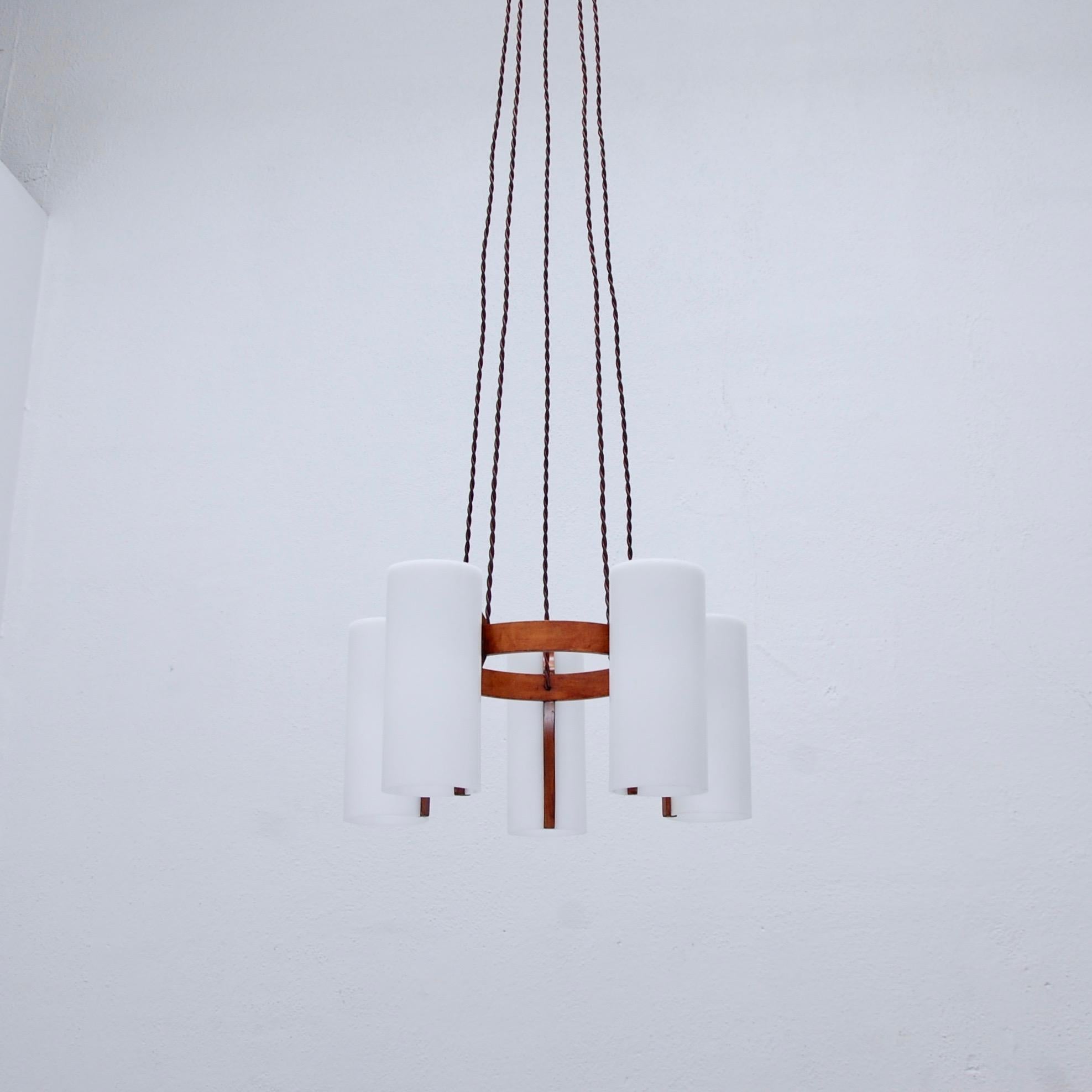 Hans-Agne Jakobsson Teak Pendant Chandeliers In Good Condition For Sale In Los Angeles, CA
