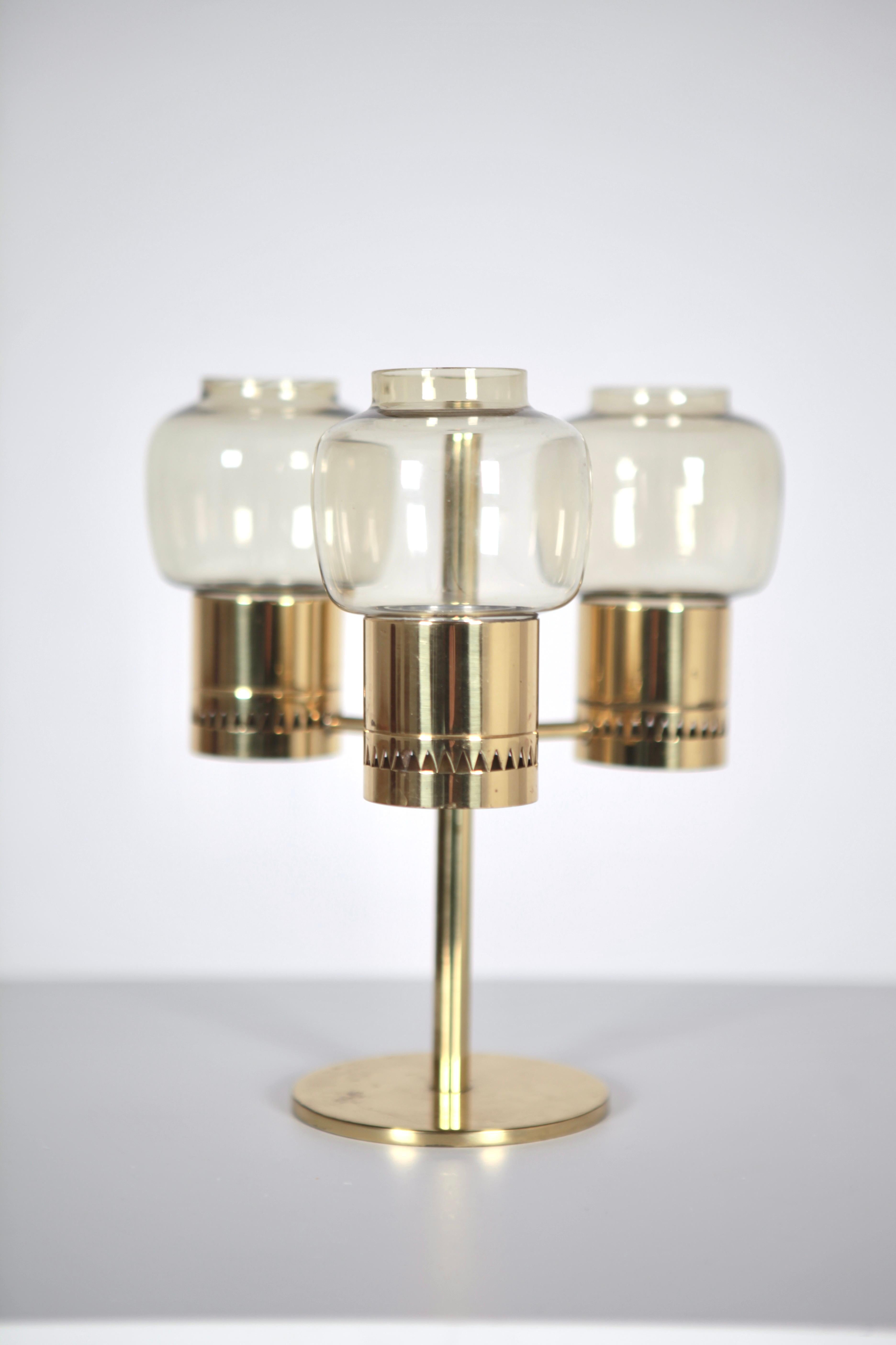 Hans-Agne Jakobsson, Three-Armed Candelabra, Sweden, 1950s In Good Condition For Sale In Berlin, DE