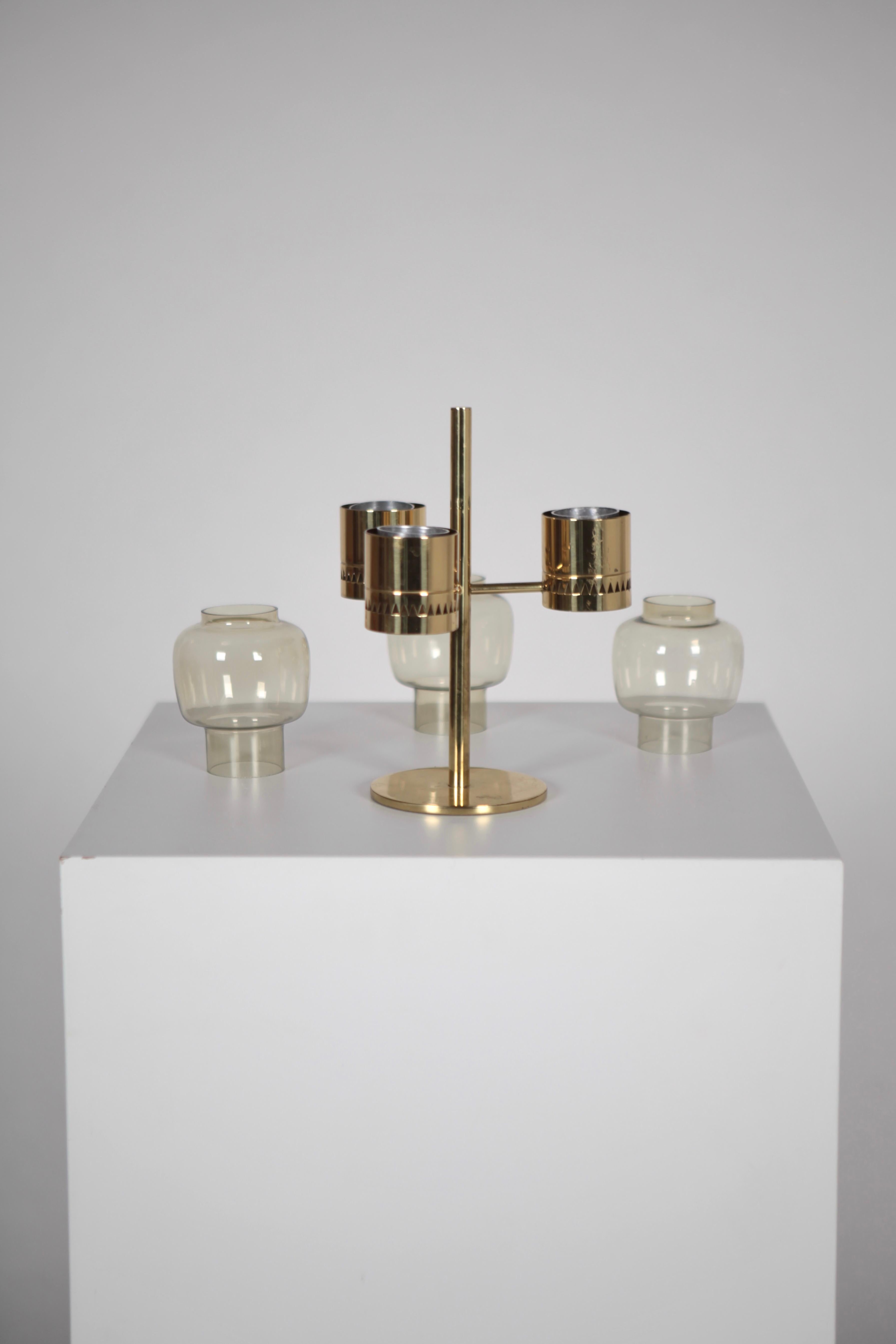 Hans-Agne Jakobsson, Three-Armed Candelabra, Sweden, 1950s For Sale 1