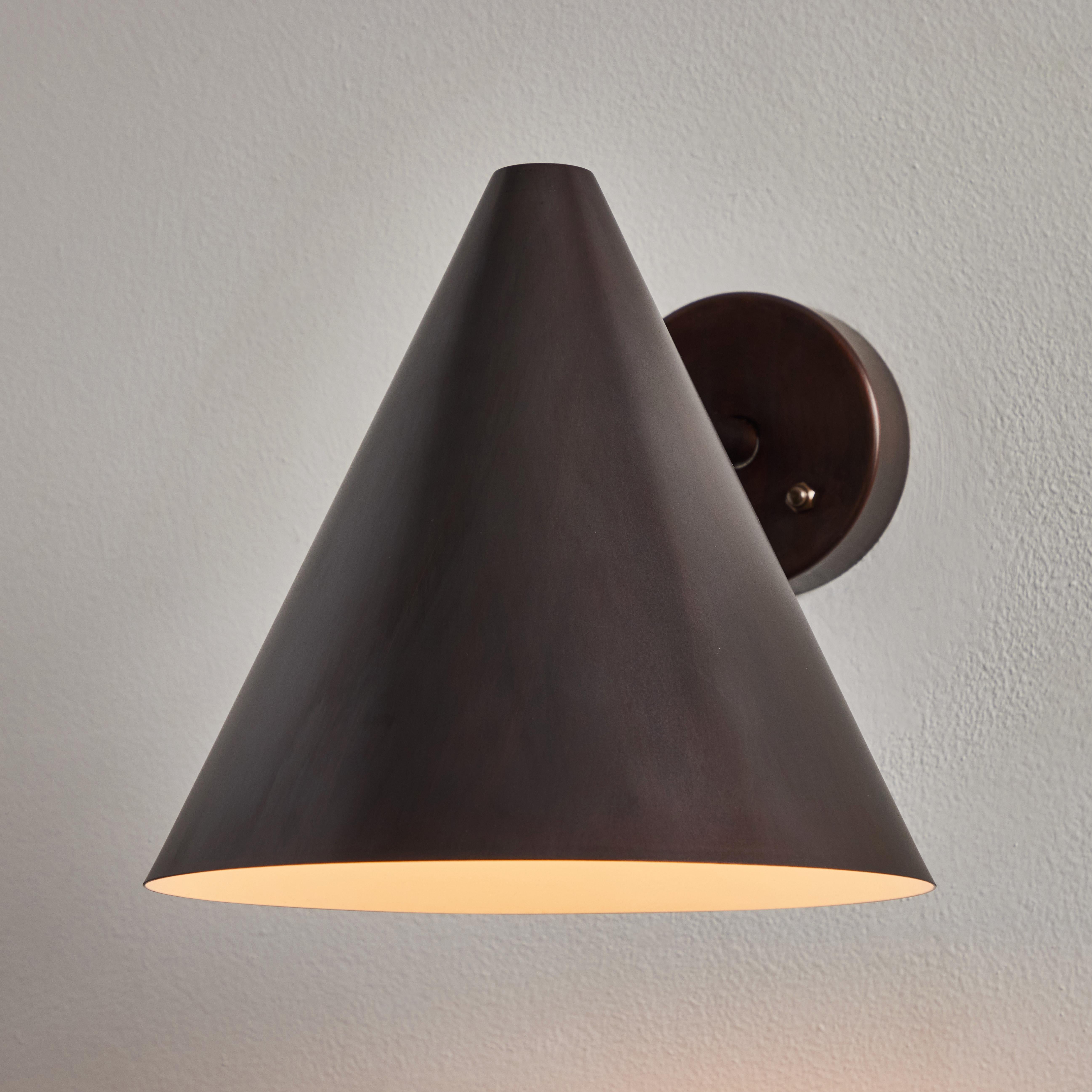 Swedish Hans-Agne Jakobsson 'Tratten' Dark Brown Patinated Outdoor Sconce For Sale