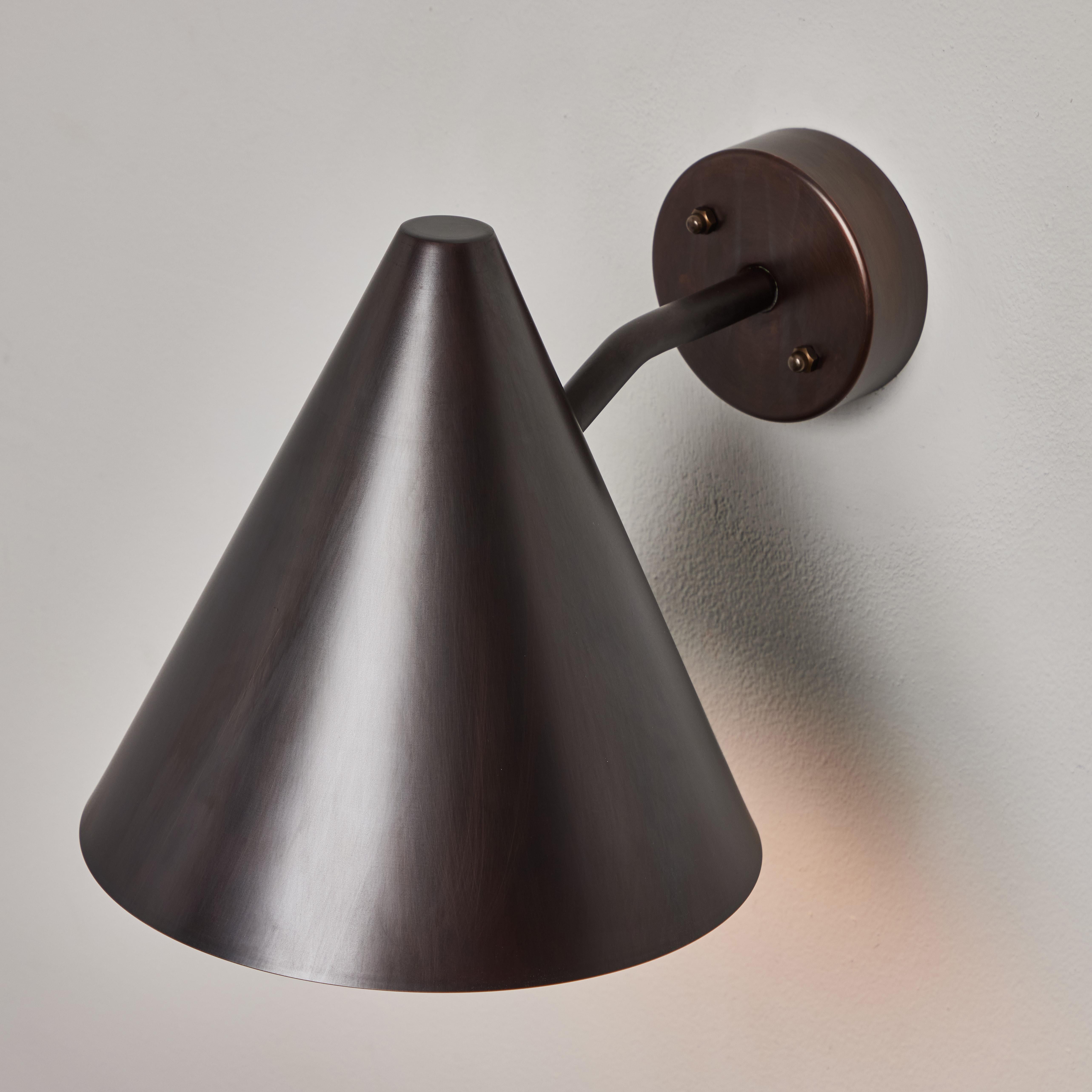 Hans-Agne Jakobsson 'Tratten' Dark Brown Patinated Outdoor Sconce For Sale 1