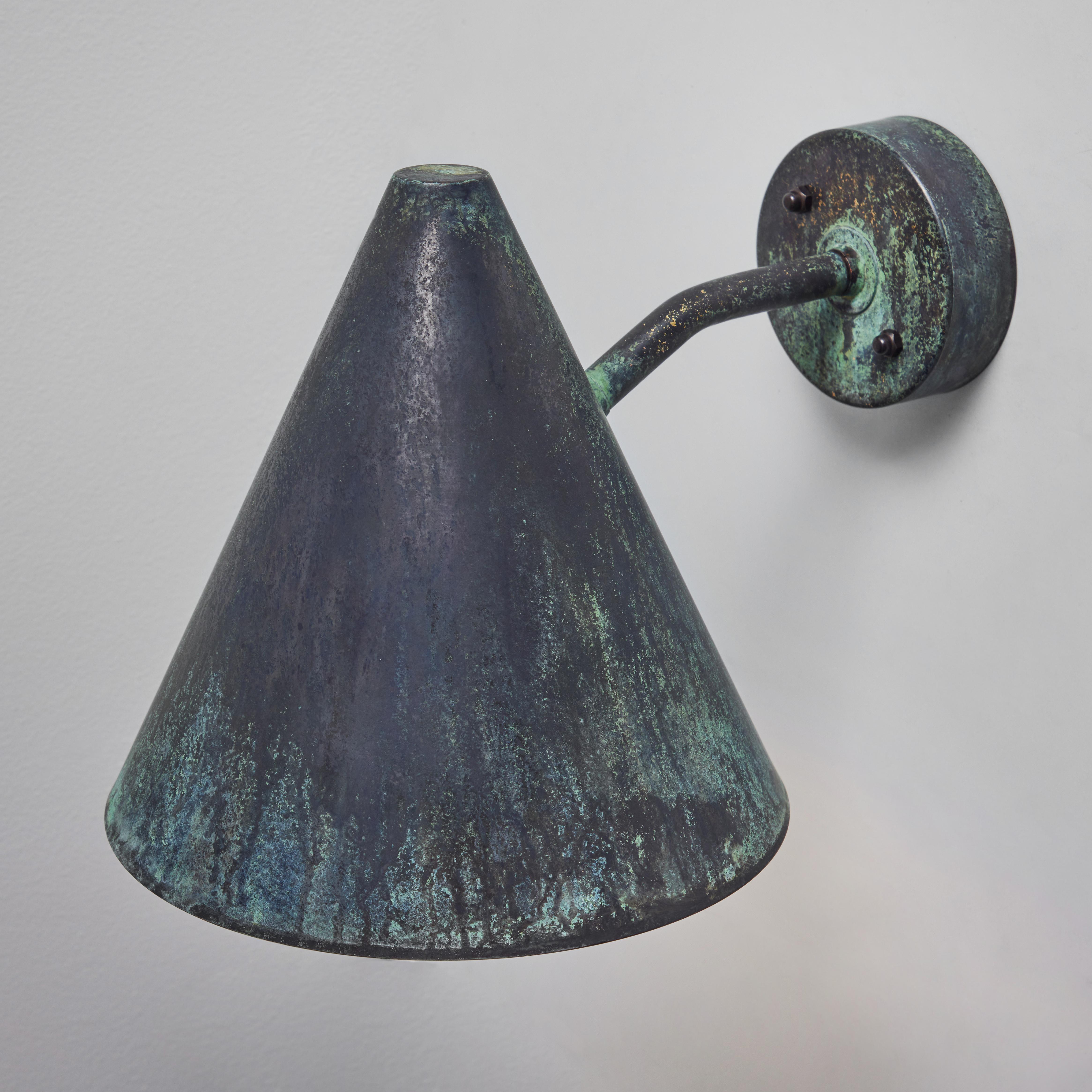 Hans-Agne Jakobsson 'Tratten' Darkly Patinated Outdoor Sconce In New Condition For Sale In Glendale, CA