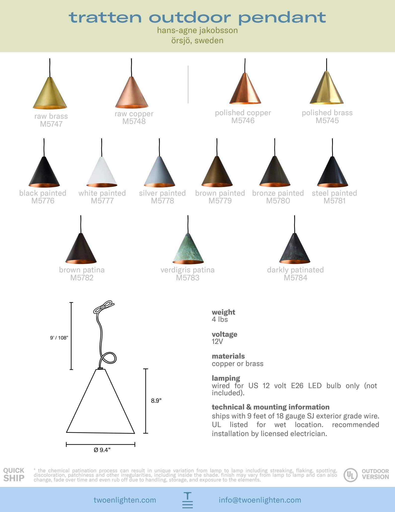 Hans-Agne Jakobsson 'Tratten' Outdoor Pendant in Black For Sale 4