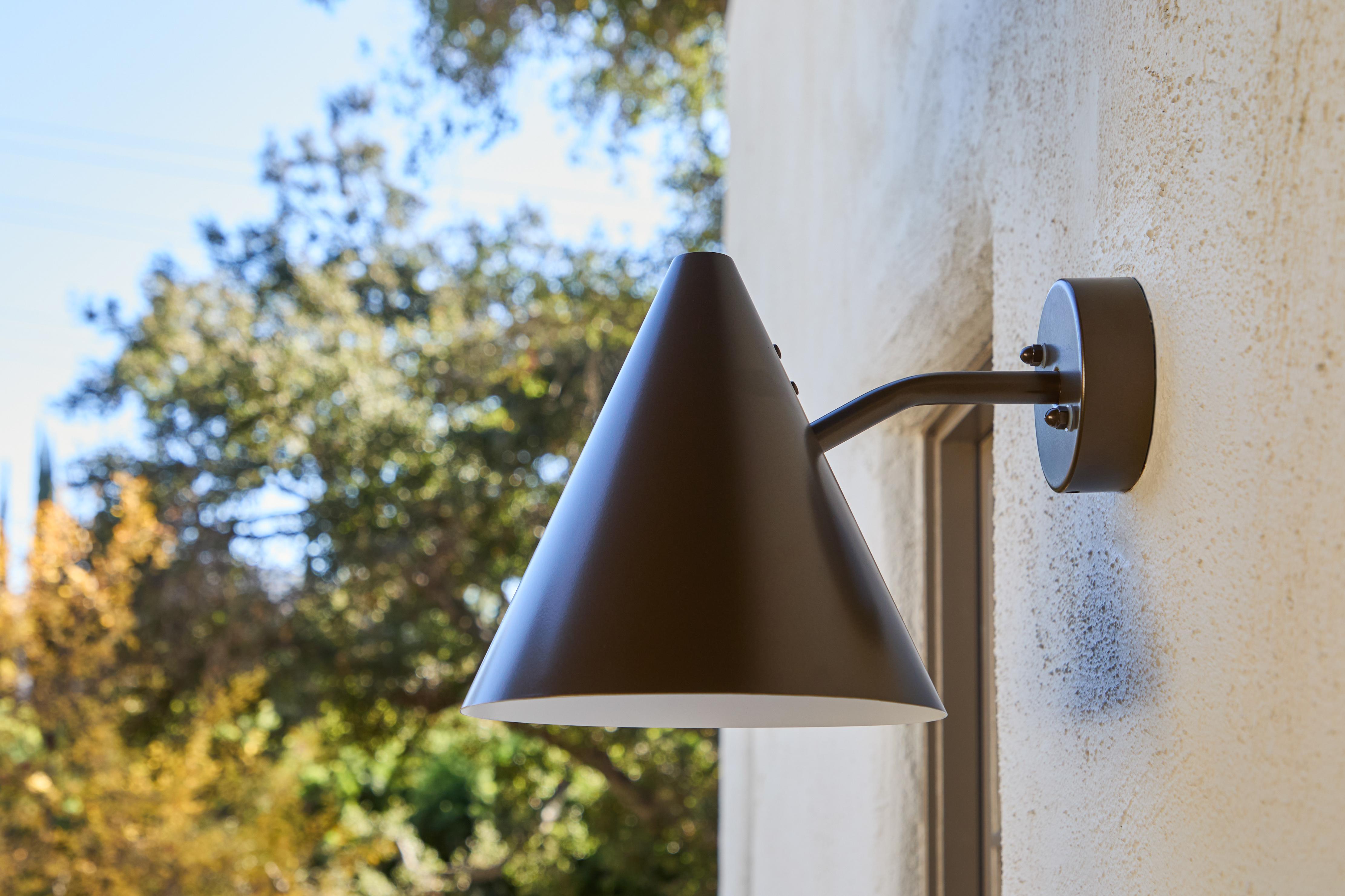 Hans-Agne Jakobsson 'Tratten' Outdoor Sconce in Painted Bronze In New Condition For Sale In Glendale, CA