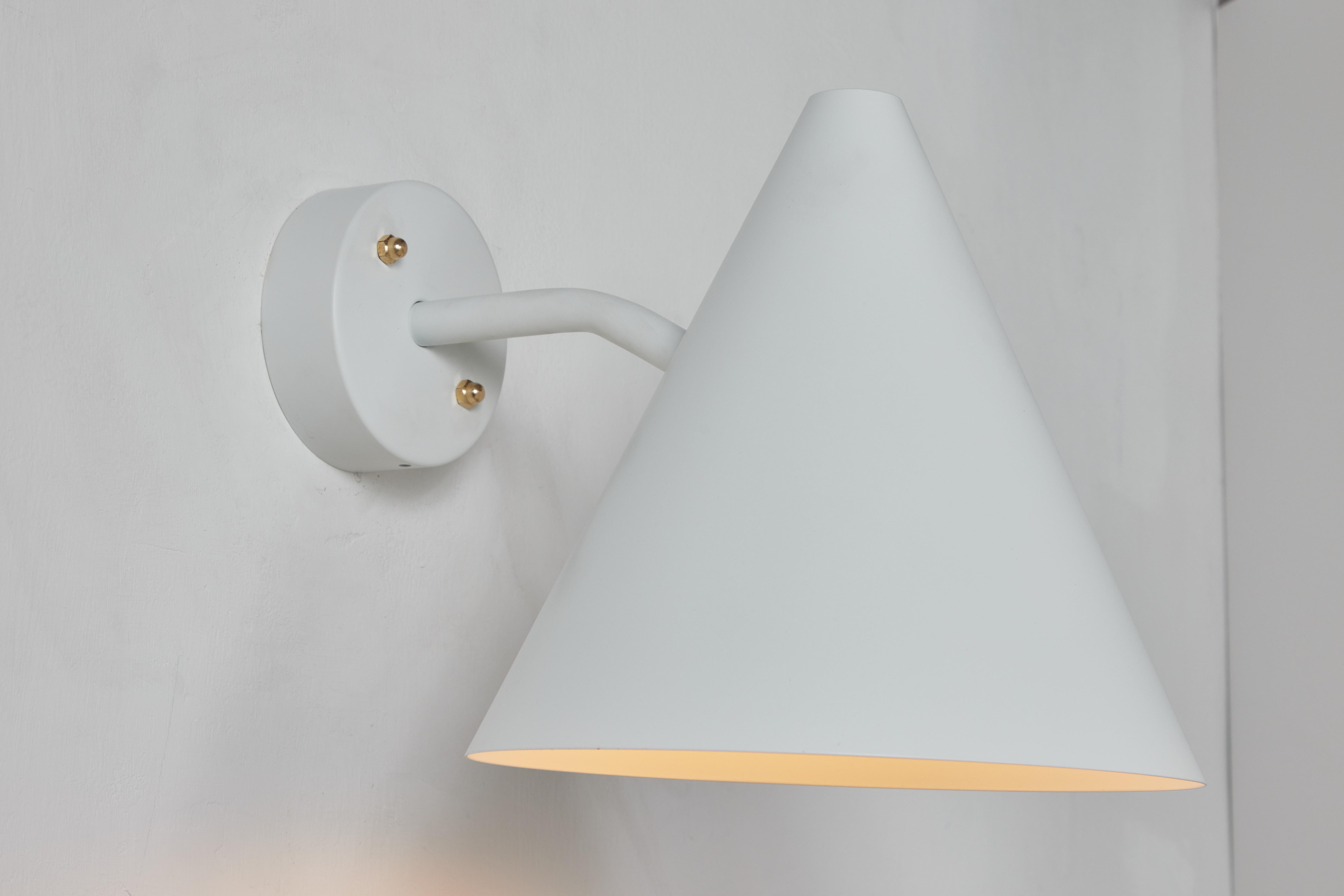 Brass Hans-Agne Jakobsson 'Tratten' Outdoor Sconce in White For Sale