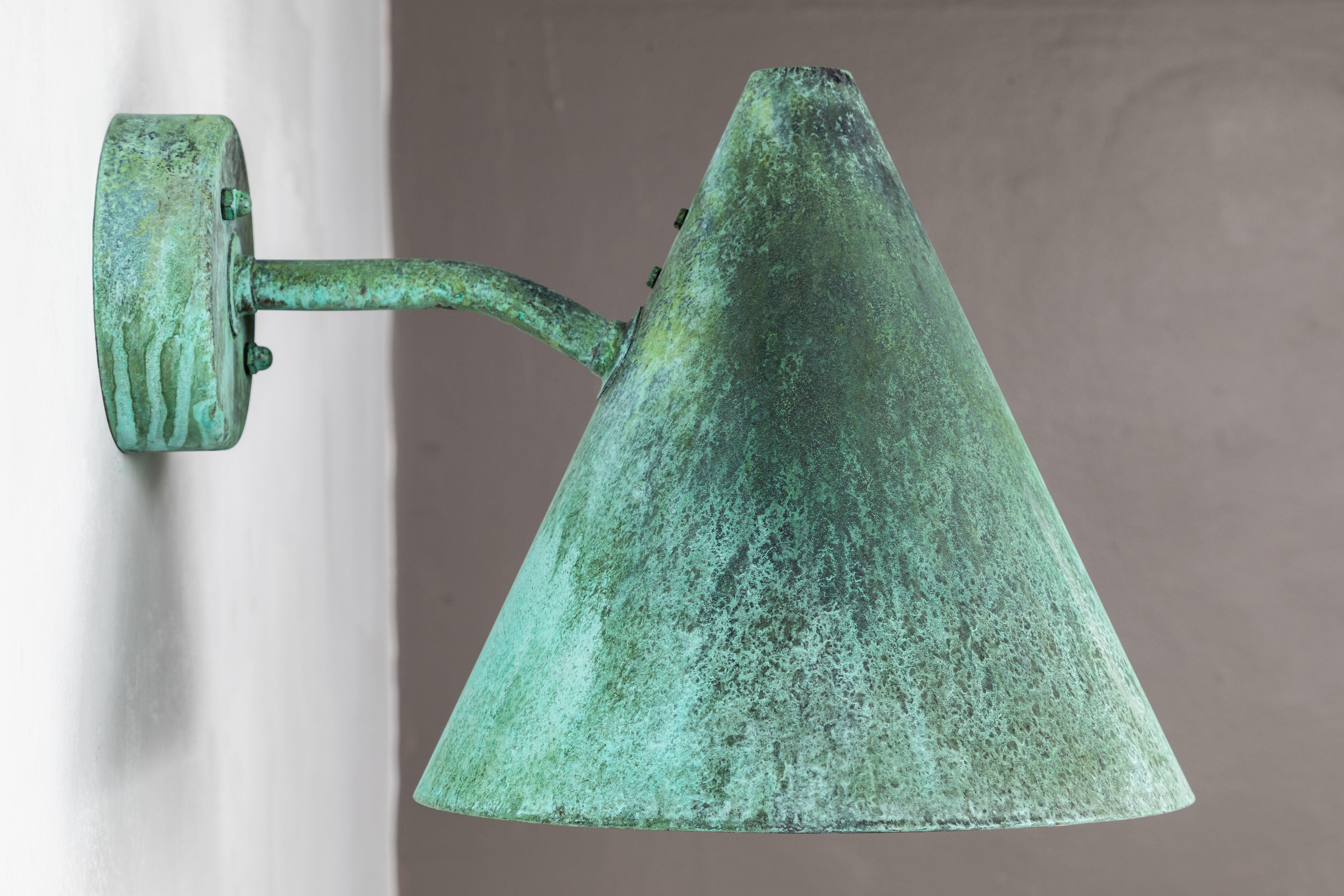 Hans-Agne Jakobsson 'Tratten' Verdigris Patinated Outdoor Sconce For Sale 4