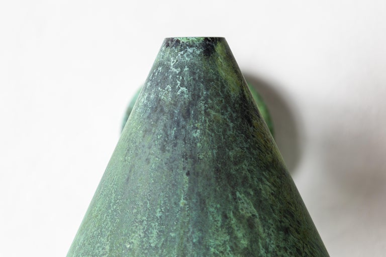 Hans-Agne Jakobsson 'Tratten' Verdigris Patinated Outdoor Sconce For Sale 6