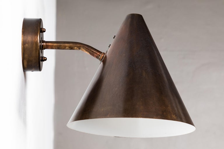 Brass Pair of Hans-Agne Jakobsson 'Tratten' Dark Brown Patinated Outdoor Sconces For Sale