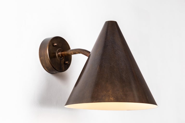 Swedish Pair of Hans-Agne Jakobsson 'Tratten' Dark Brown Patinated Outdoor Sconces For Sale