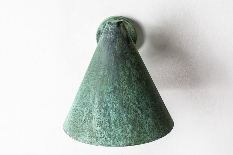 Hans-Agne Jakobsson 'Tratten' Verdigris Patinated Outdoor Sconce For Sale 4