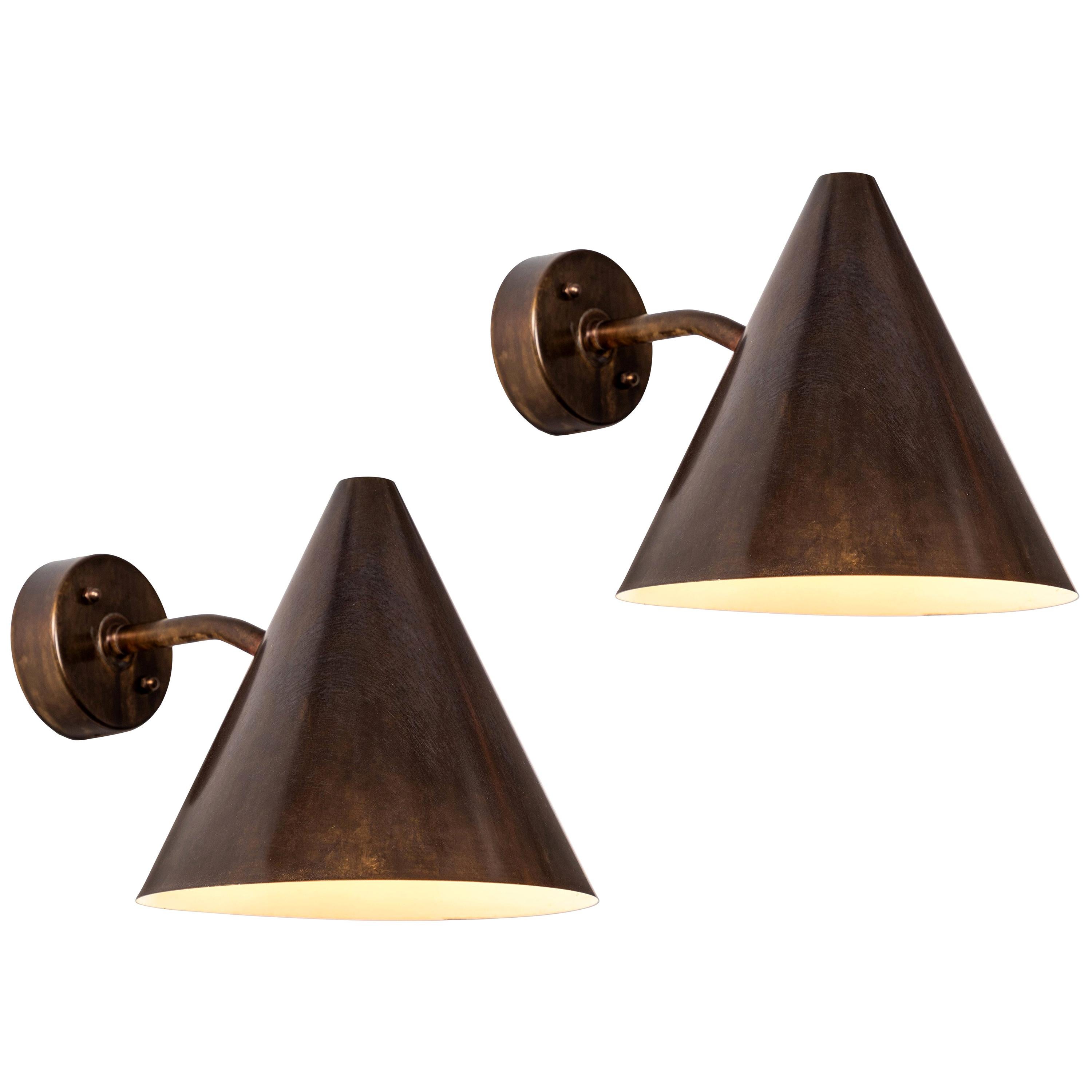 Pair of Hans-Agne Jakobsson 'Tratten' Dark Brown Patinated Outdoor Sconces