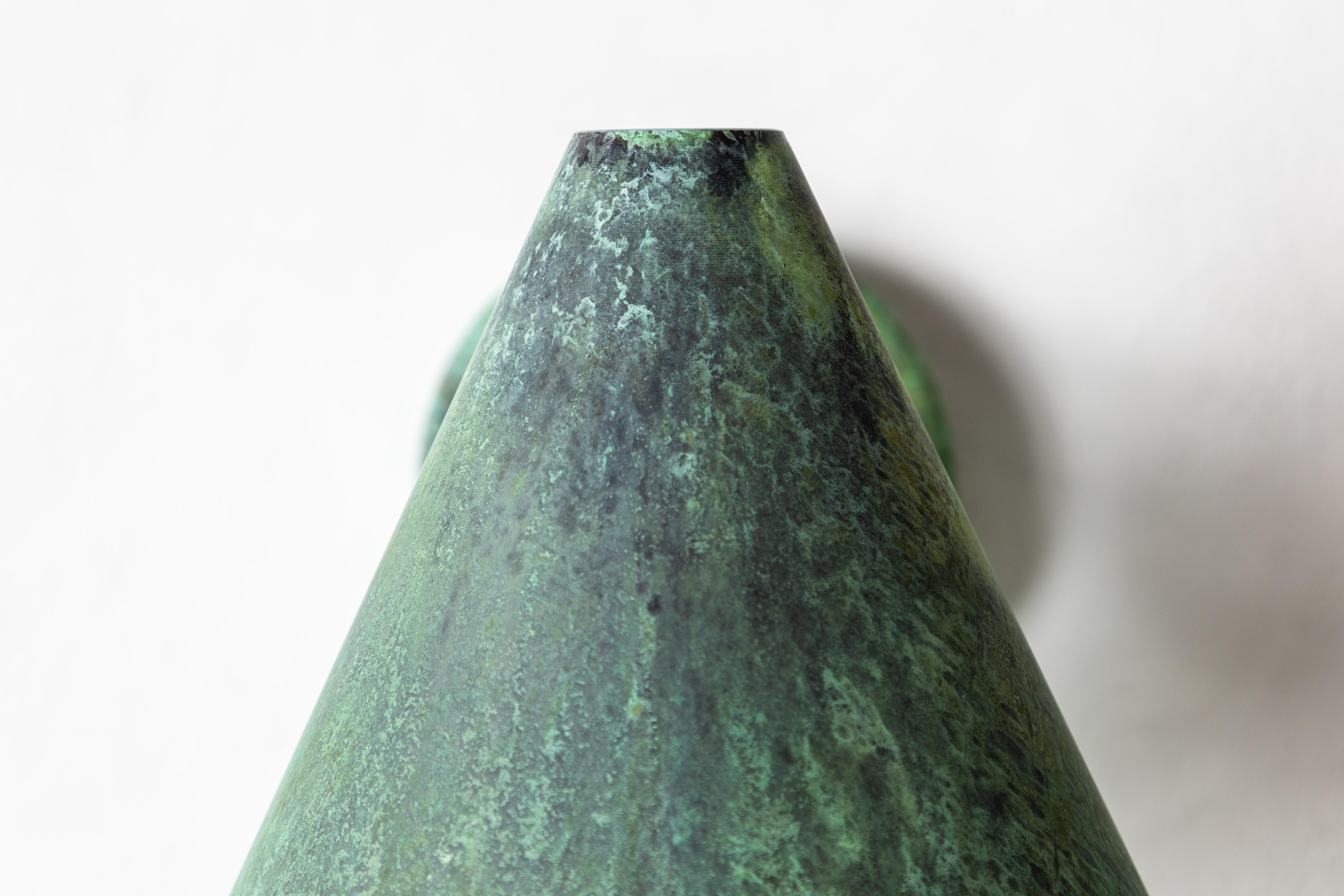 Pair of Hans-Agne Jakobsson 'Tratten' Verdigris Patinated Outdoor Sconces For Sale 5