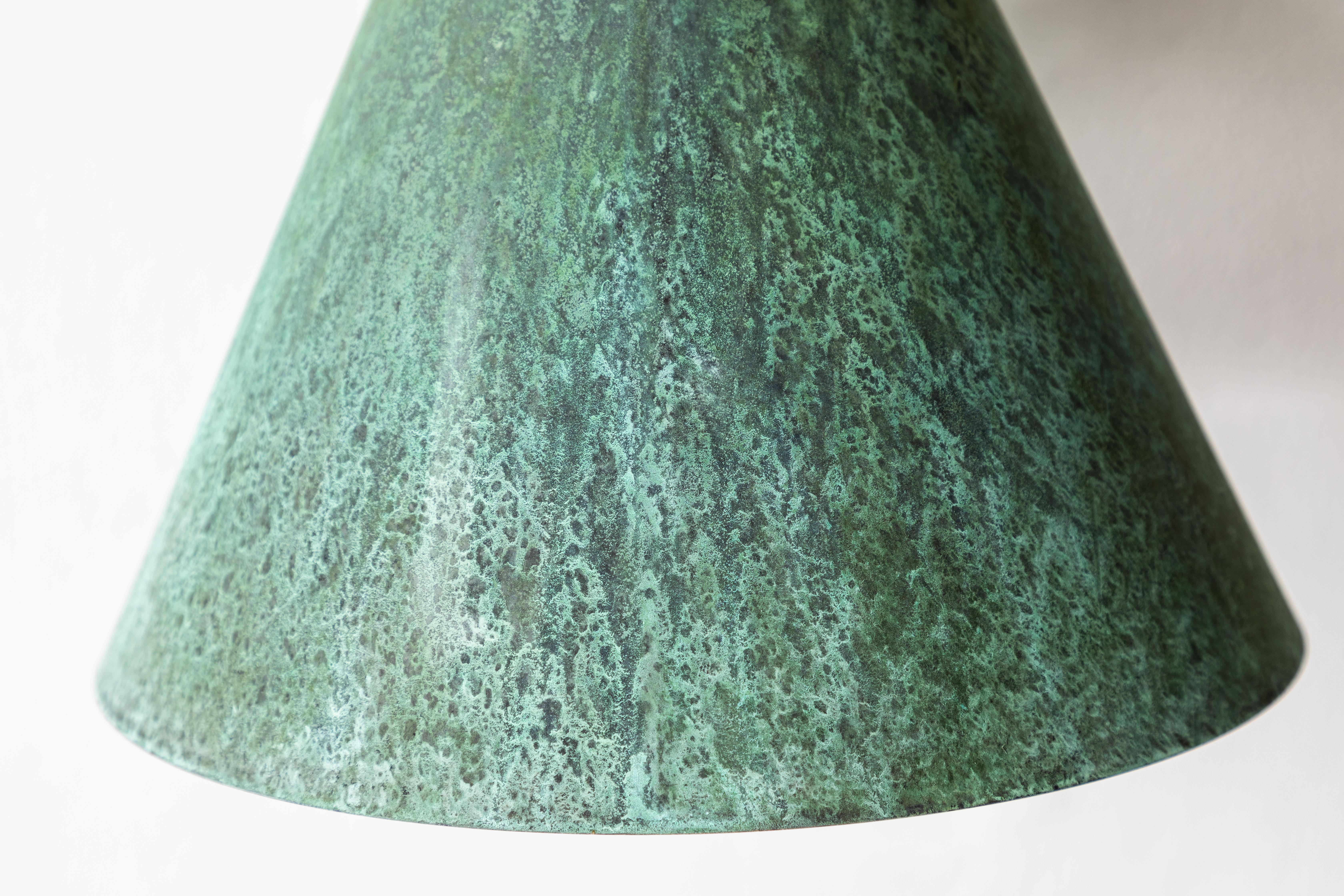 Pair of Hans-Agne Jakobsson 'Tratten' Verdigris Patinated Outdoor Sconces For Sale 6