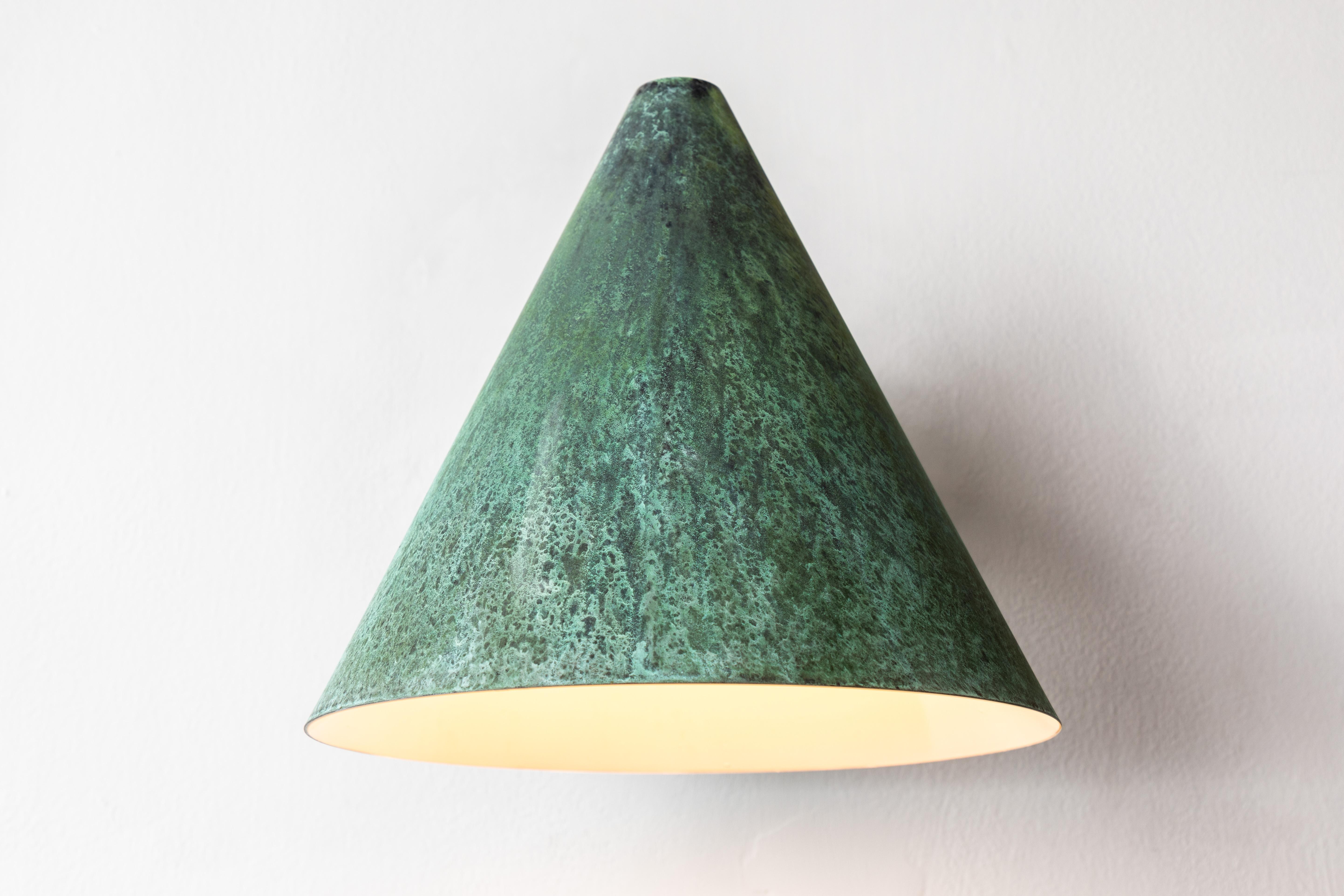 Pair of Hans-Agne Jakobsson 'Tratten' Verdigris Patinated Outdoor Sconces For Sale 7