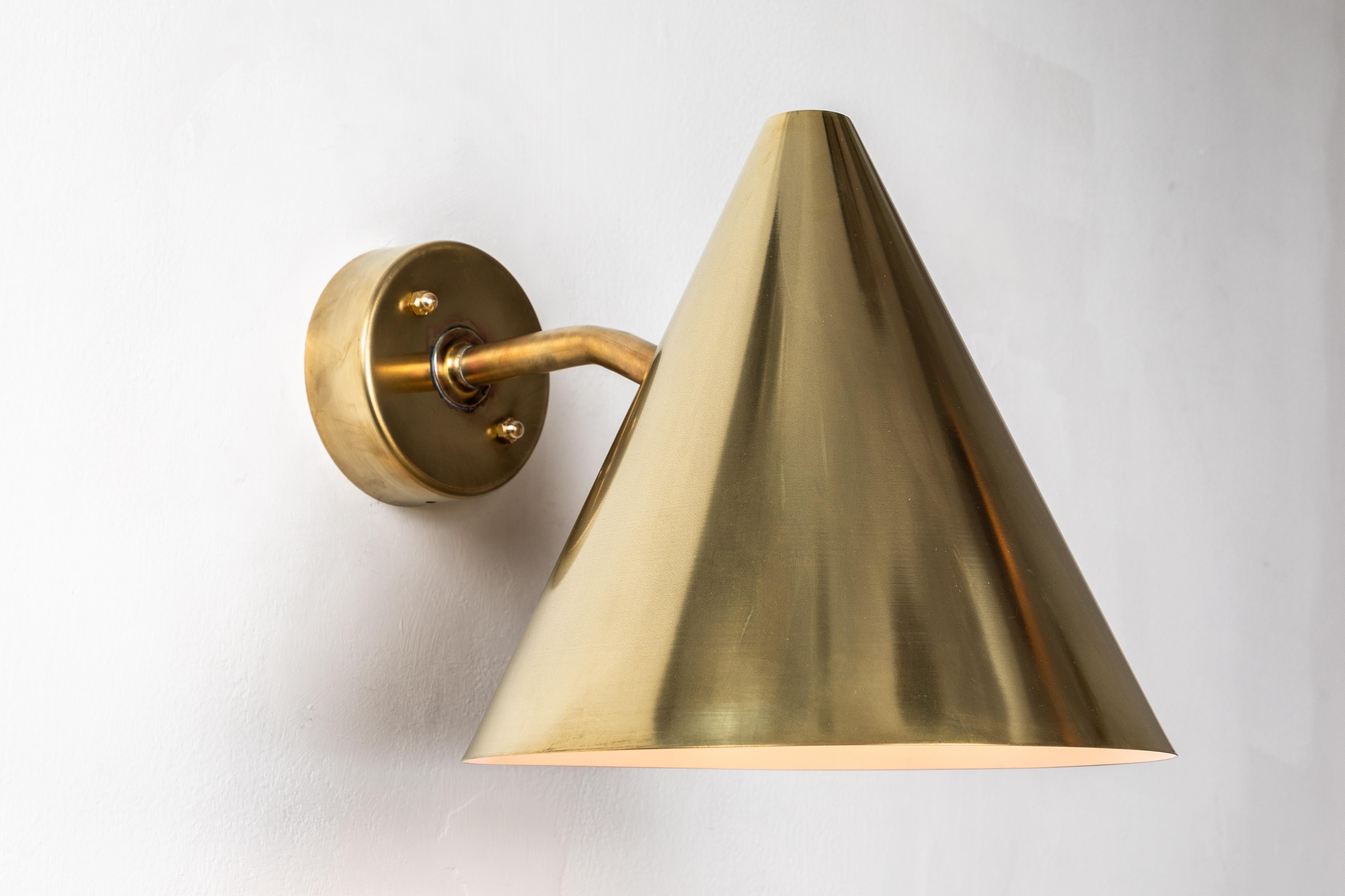 Pair of Hans-Agne Jakobsson 'Tratten' Raw Brass Outdoor Sconces For Sale 3