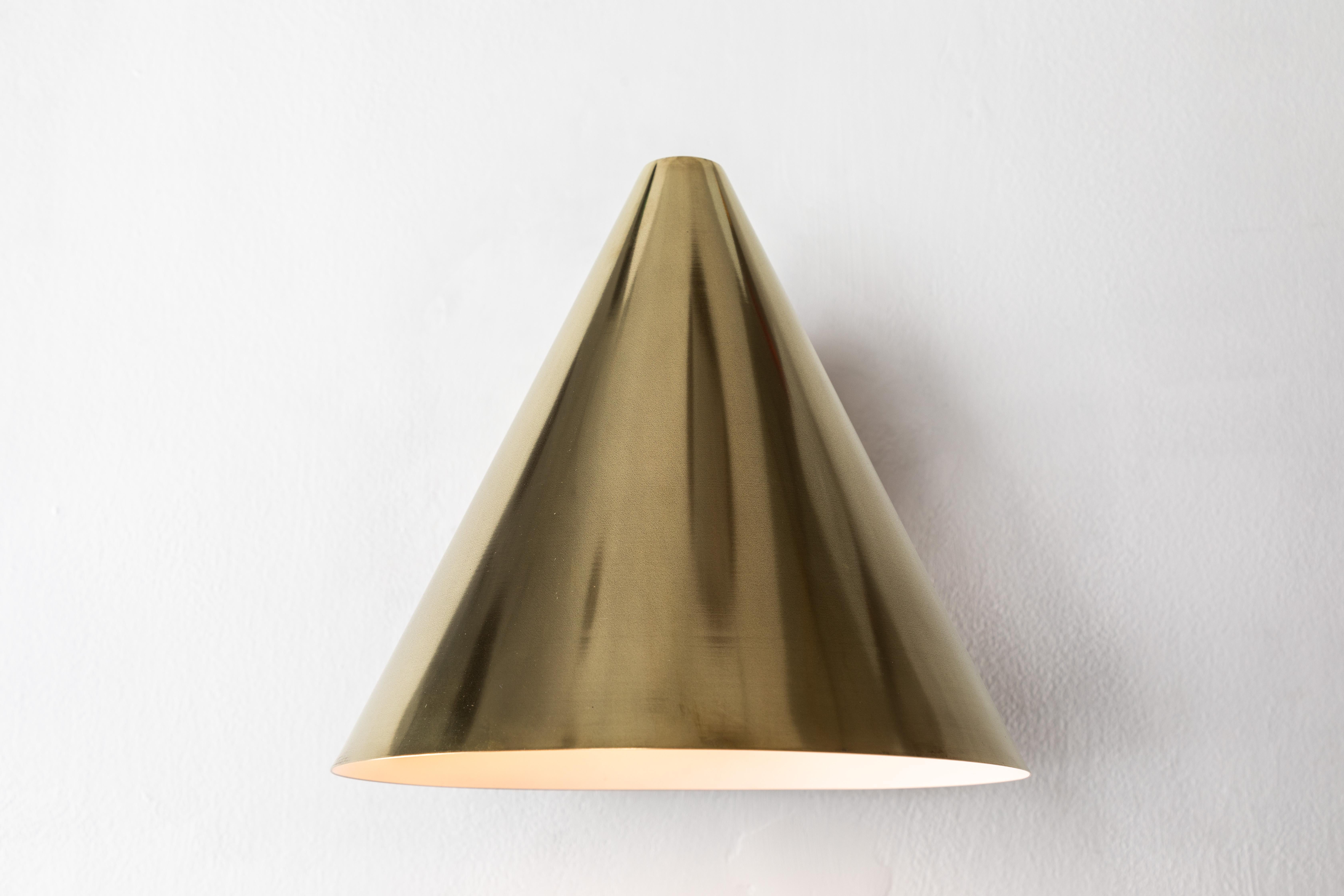 Polished Hans-Agne Jakobsson 'Tratten' Raw Brass Outdoor Sconce For Sale