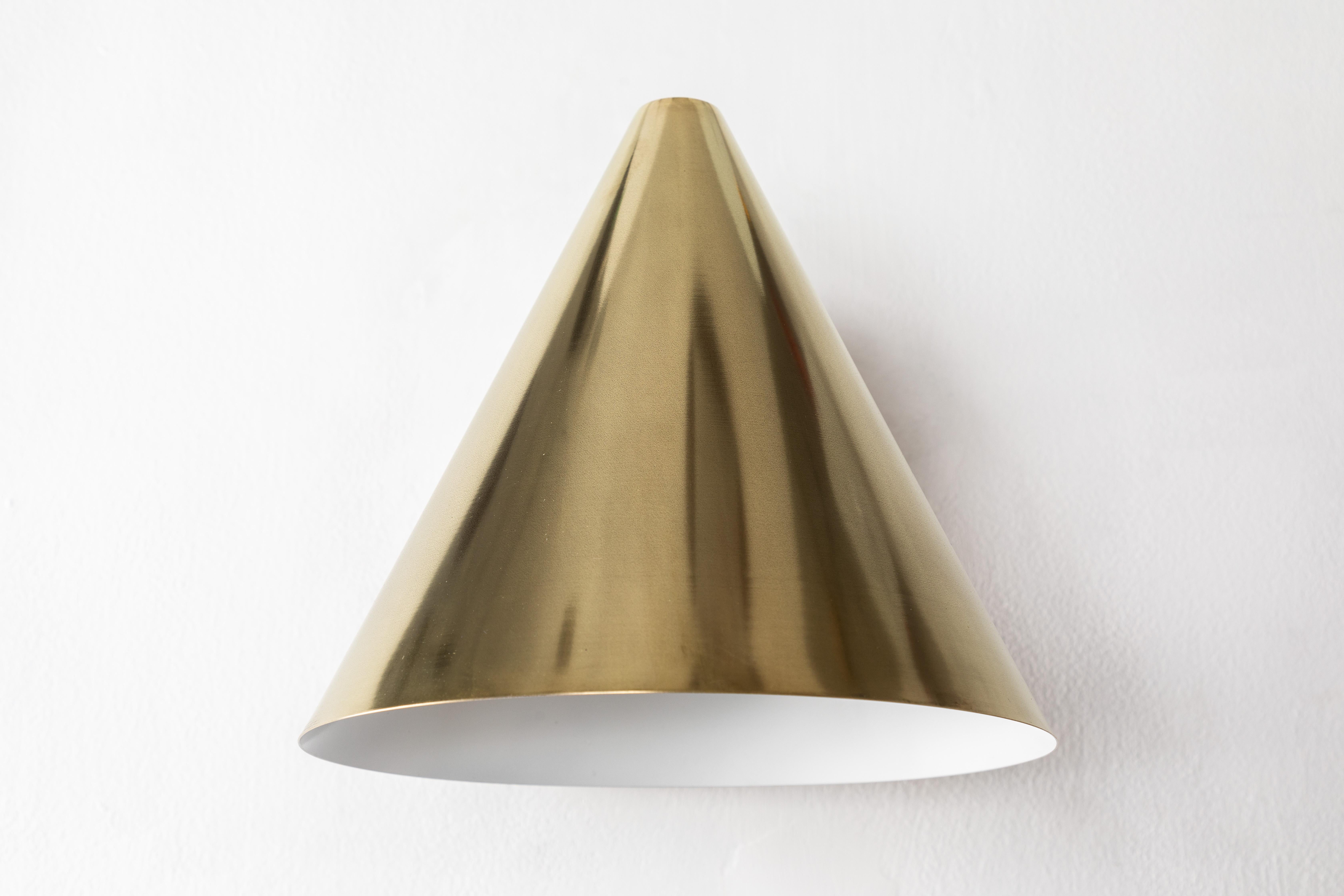 Hans-Agne Jakobsson 'Tratten' Raw Brass Outdoor Sconce In New Condition For Sale In Glendale, CA