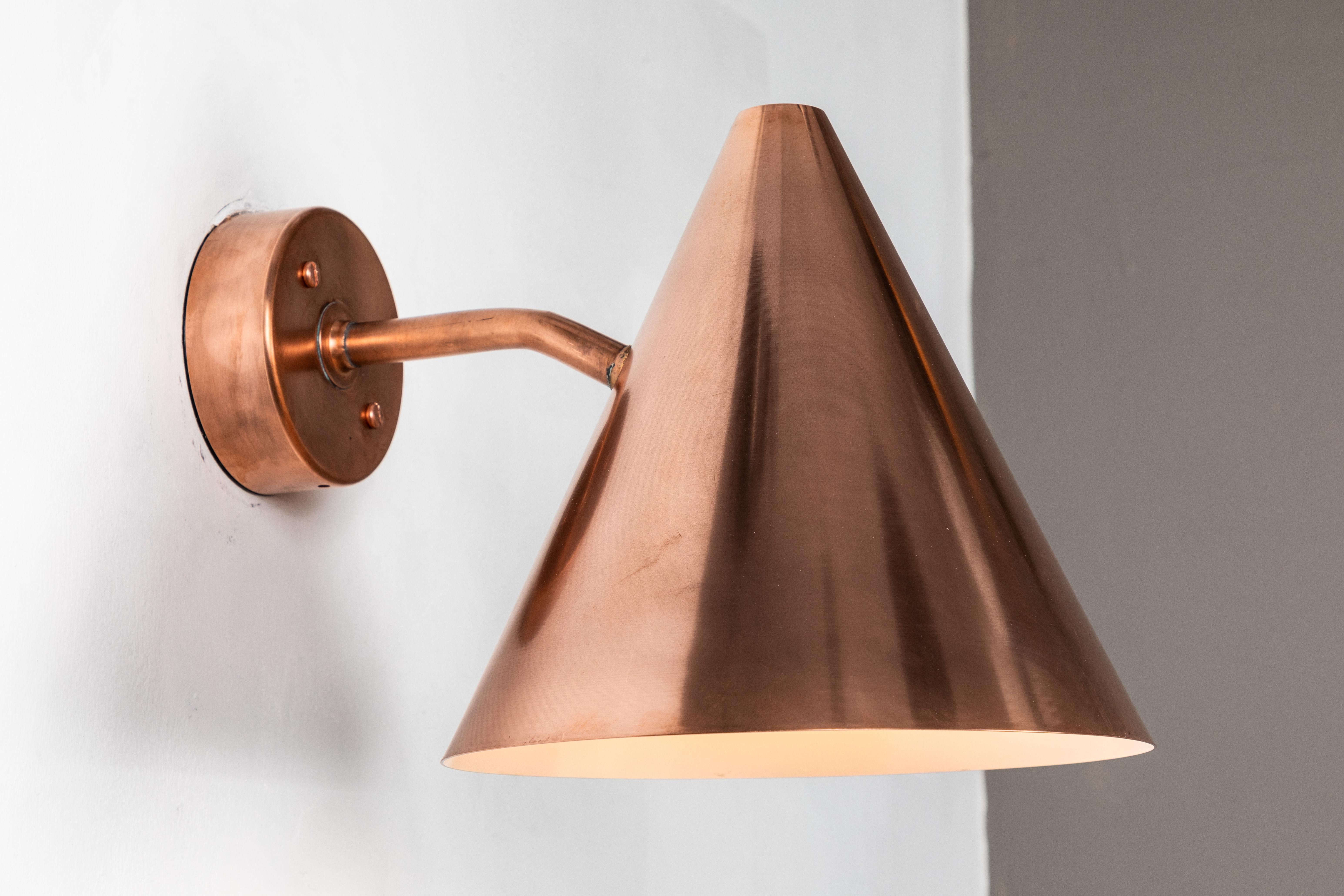 Metal Pair of Hans-Agne Jakobsson 'Tratten' Raw Copper Outdoor Sconces For Sale