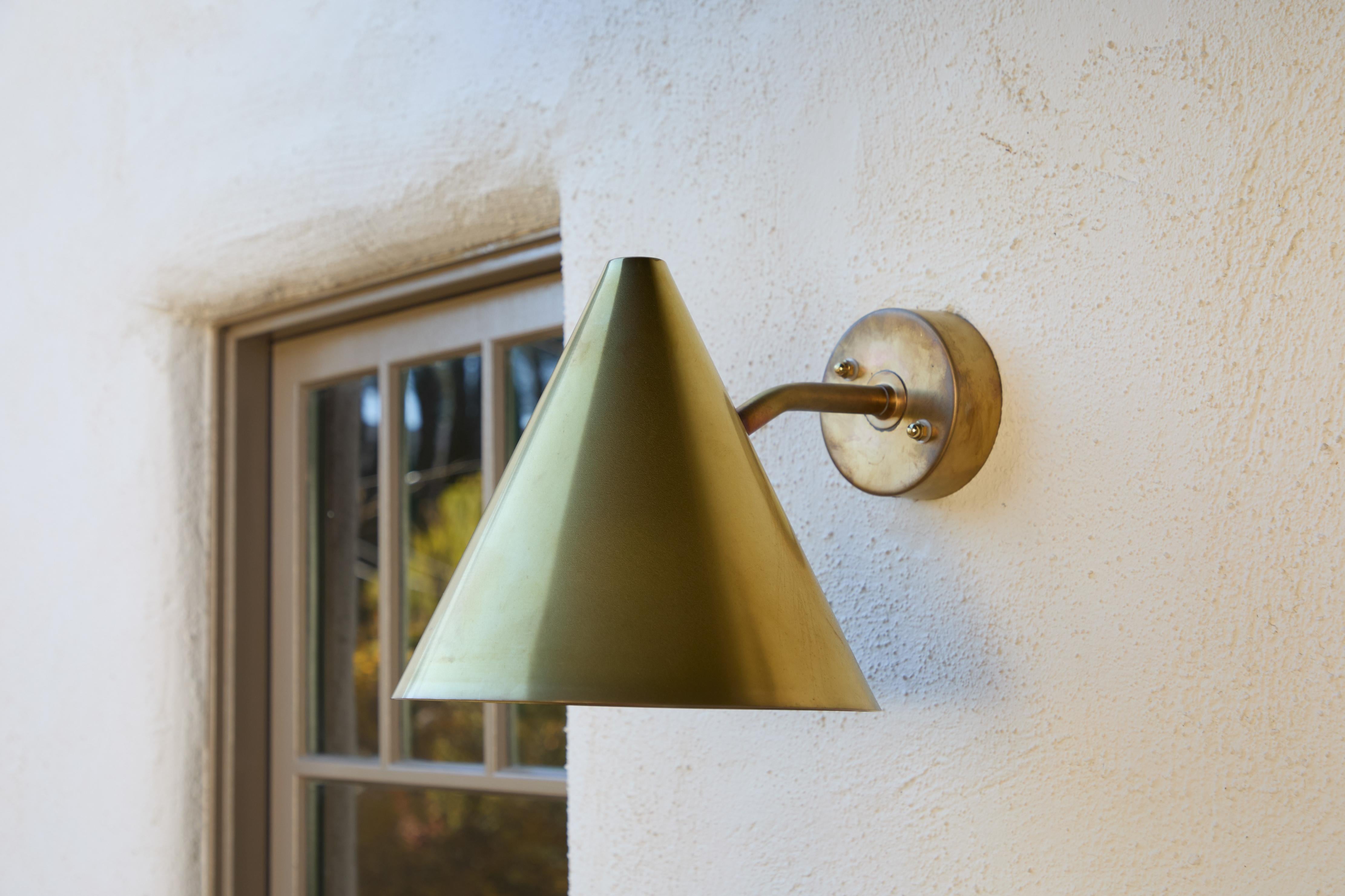 Scandinavian Modern Hans-Agne Jakobsson 'Tratten' Polished Brass Outdoor Sconce For Sale