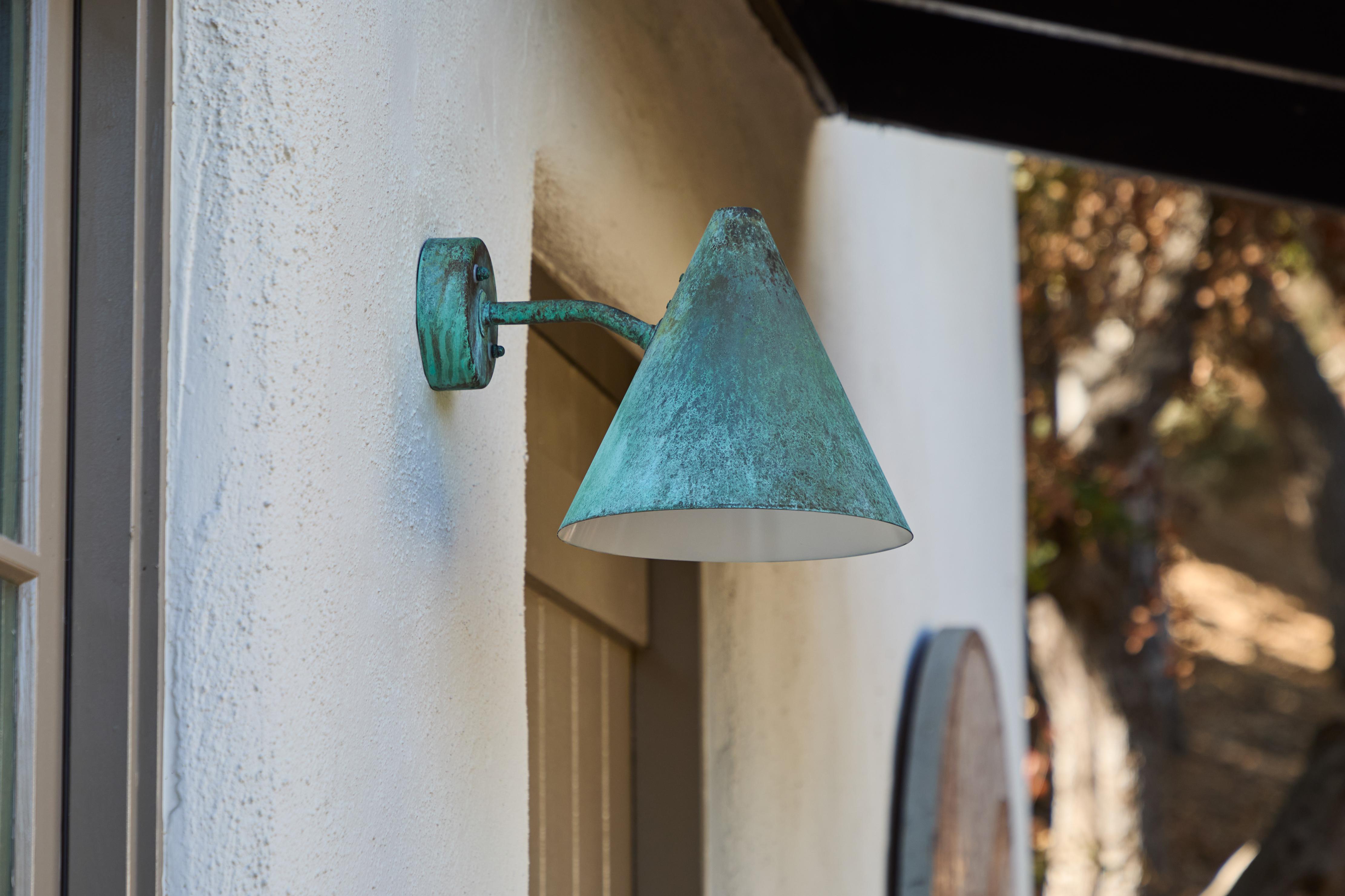 Paint Hans-Agne Jakobsson 'Tratten' Verdigris Patinated Outdoor Sconce For Sale
