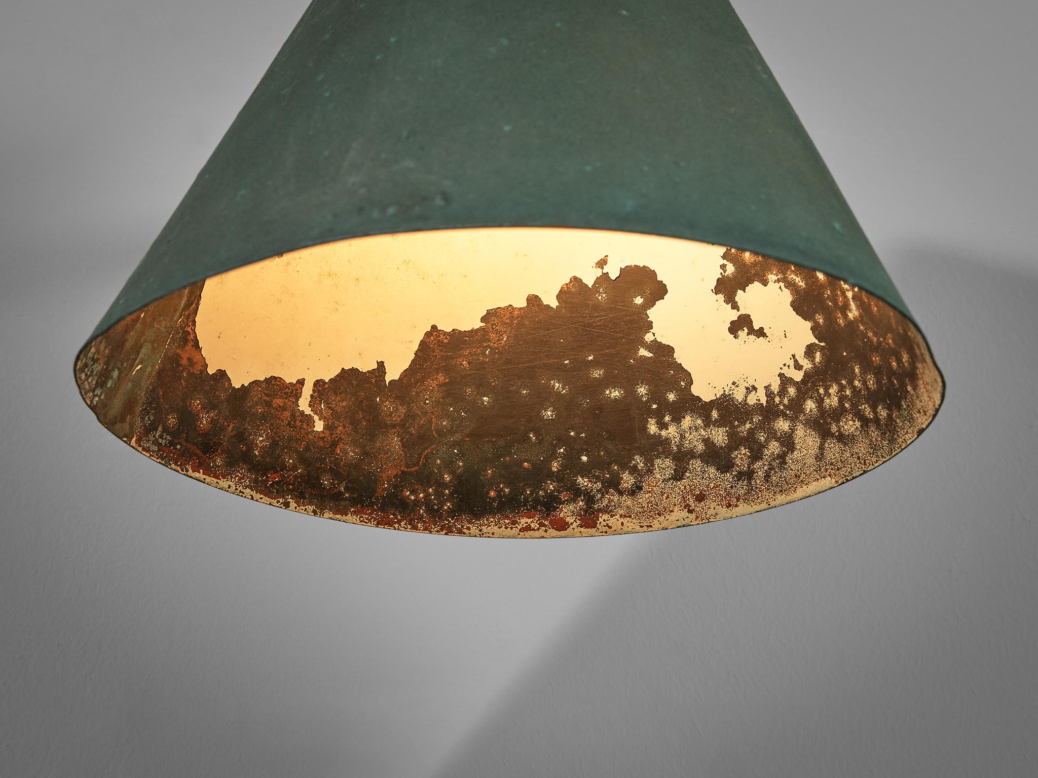 Swedish Hans-Agne Jakobsson 'Tratten' Wall Light in Patinated Copper For Sale