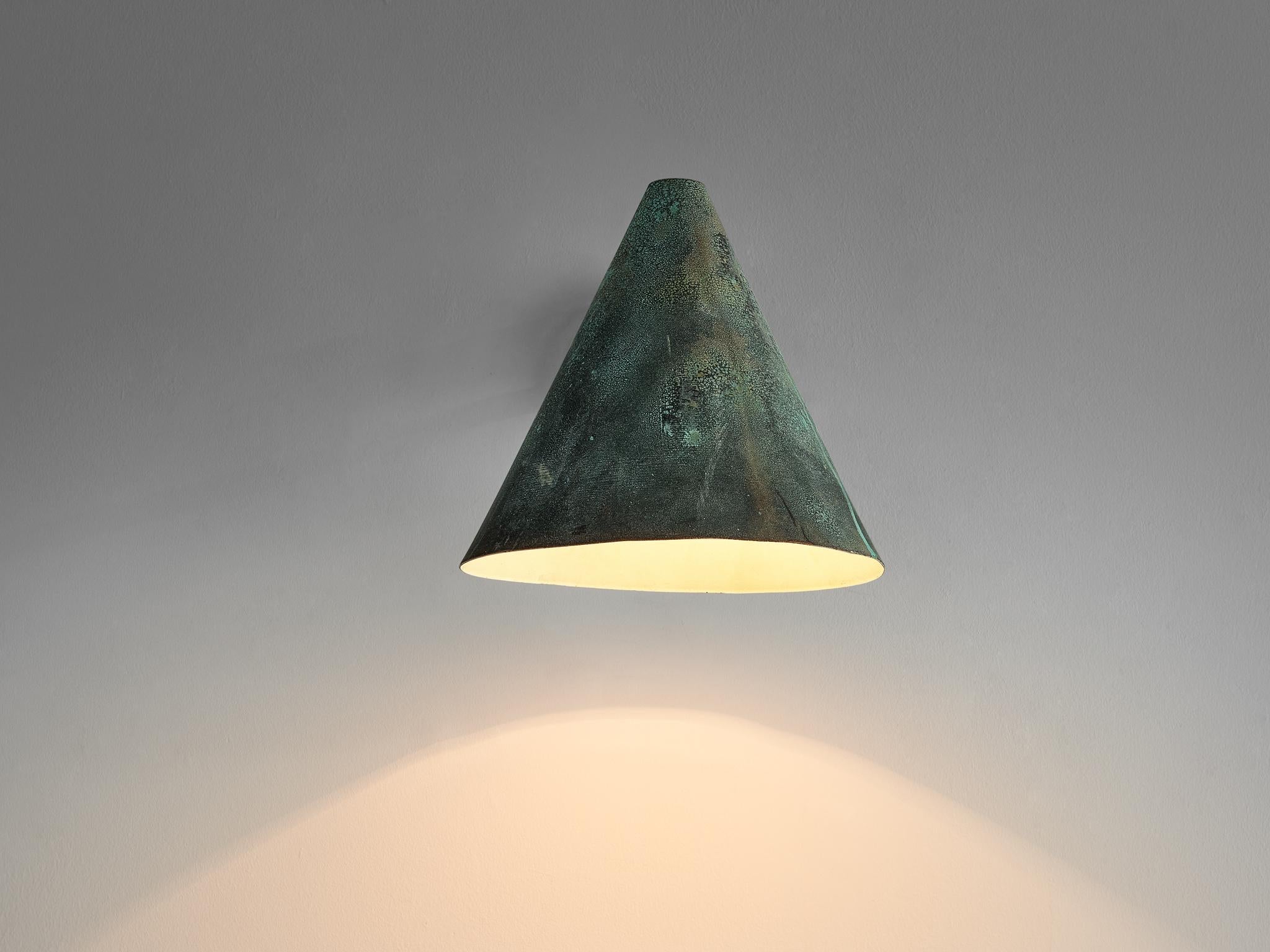 Swedish Hans-Agne Jakobsson 'Tratten' Wall Light in Patinated Copper  For Sale