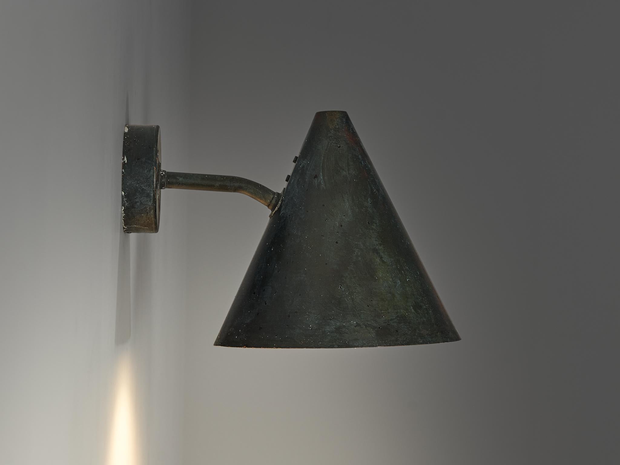 Swedish Hans-Agne Jakobsson 'Tratten' Wall Light in Patinated Copper  For Sale