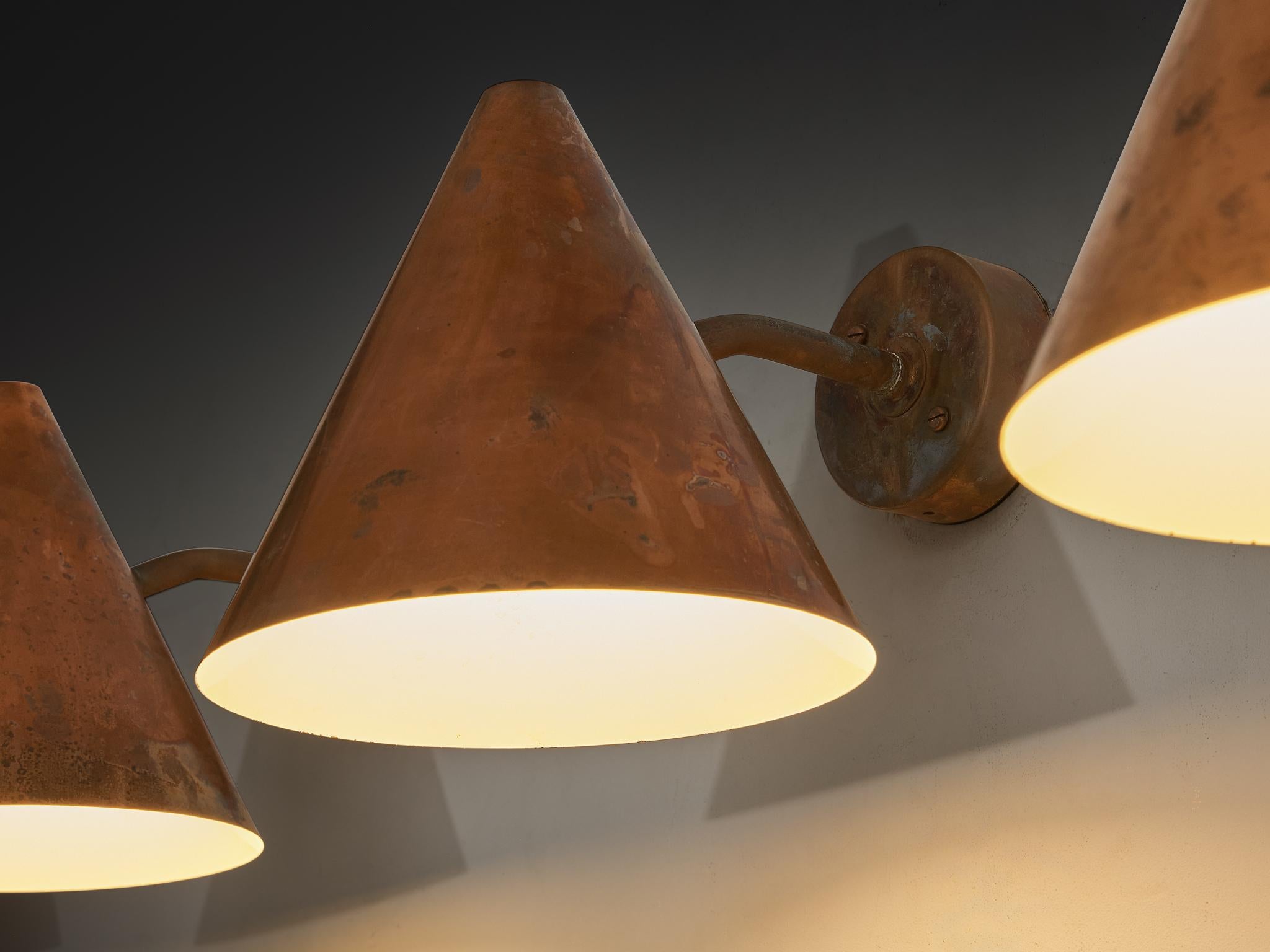 Scandinavian Modern Hans-Agne Jakobsson 'Tratten' Wall Lights in Copper For Sale
