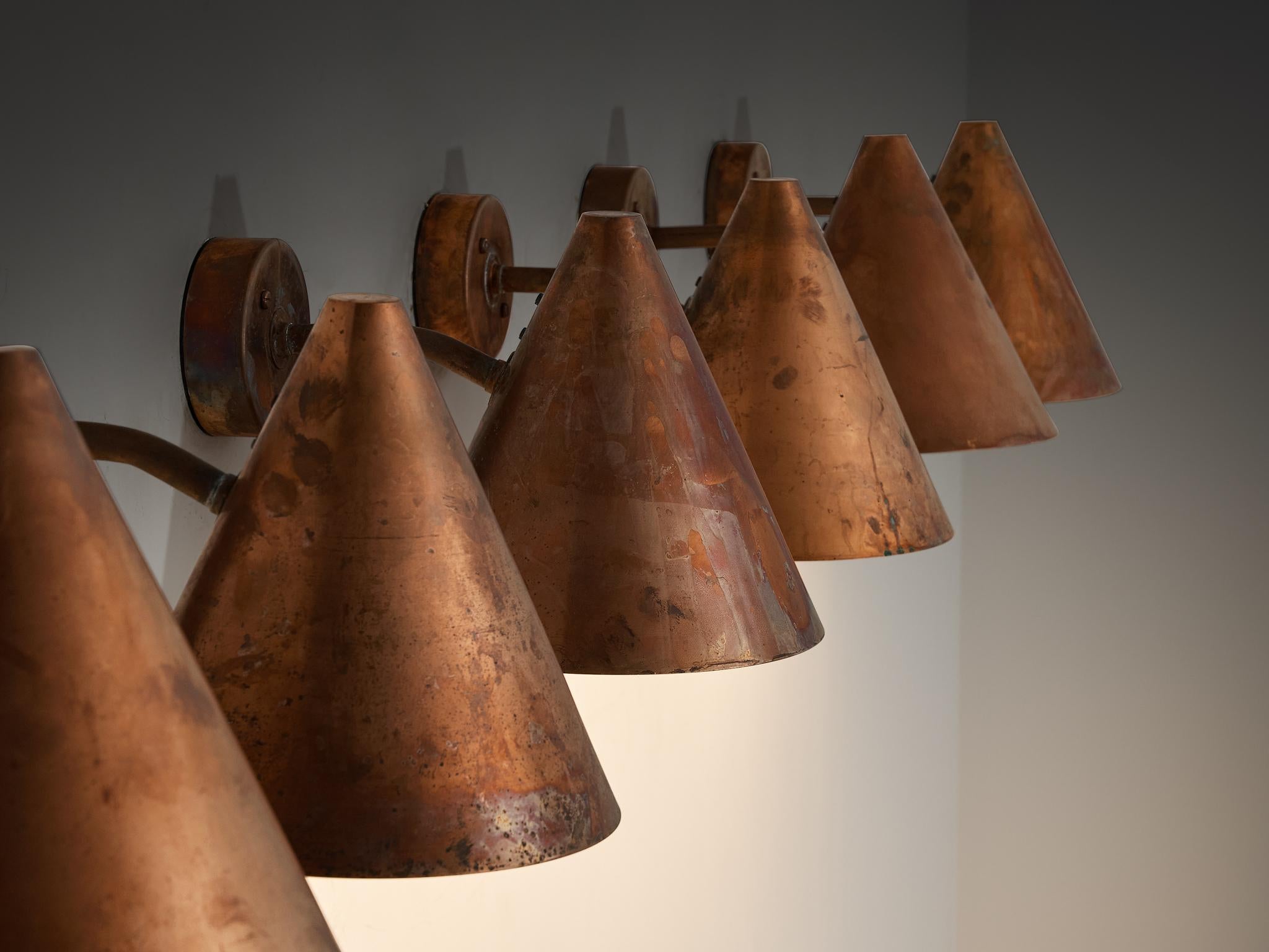 Swedish Hans-Agne Jakobsson 'Tratten' Wall Lights in Copper For Sale